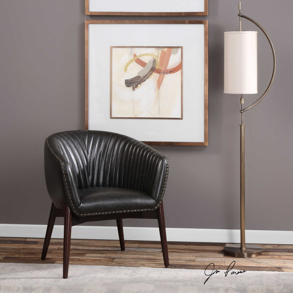 Modern European furniture - Black Leather-Look Accent Chair - www.oroa.com
