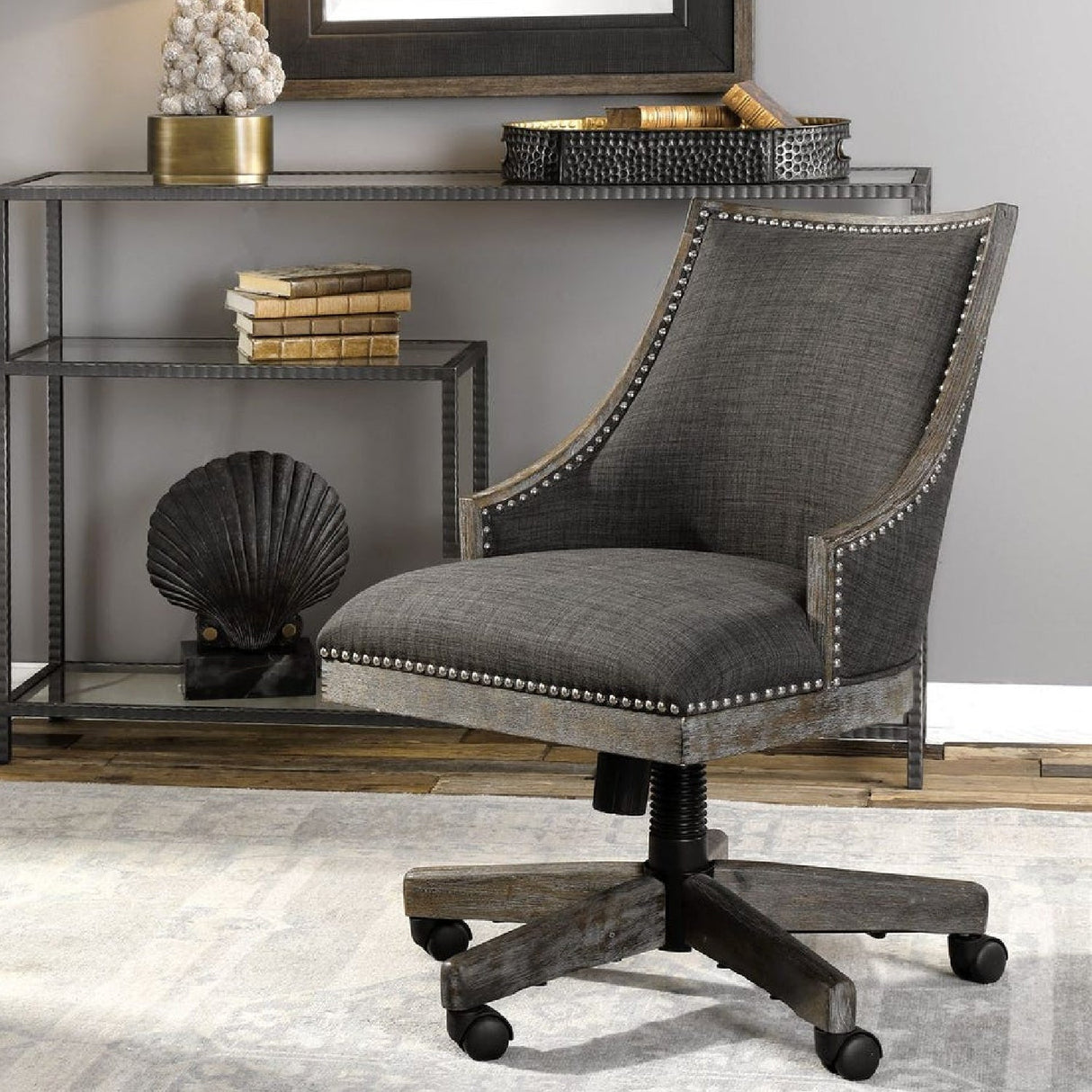 Gray Linen Desk Chair by Uttermost Aidrian, alternate view 2