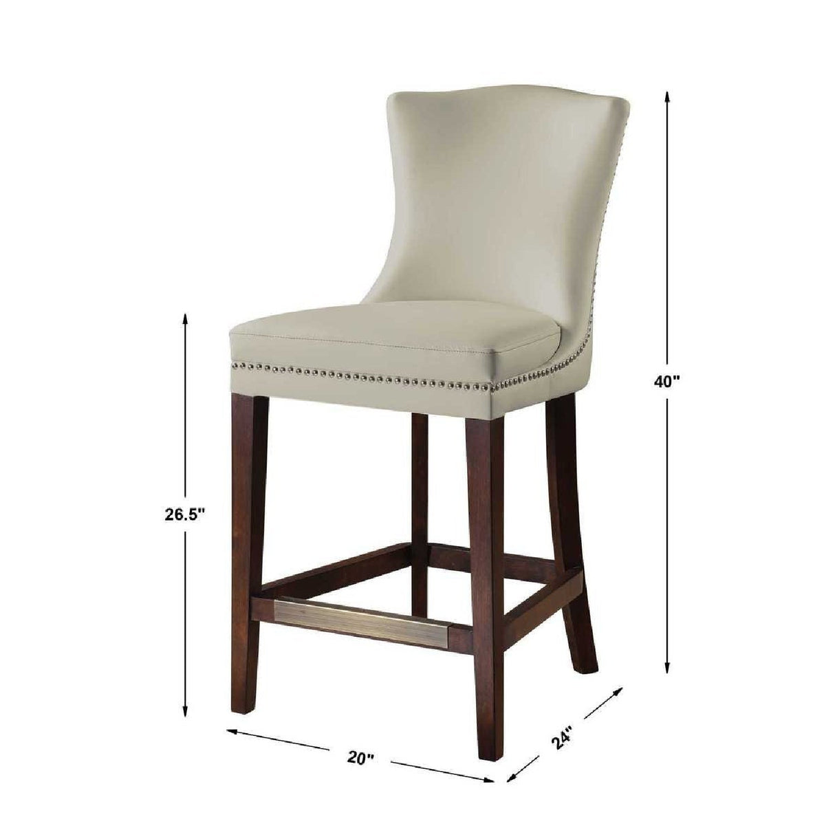 White Leather Inspired Counter Stool by Uttermost Dariela, alternate view 8