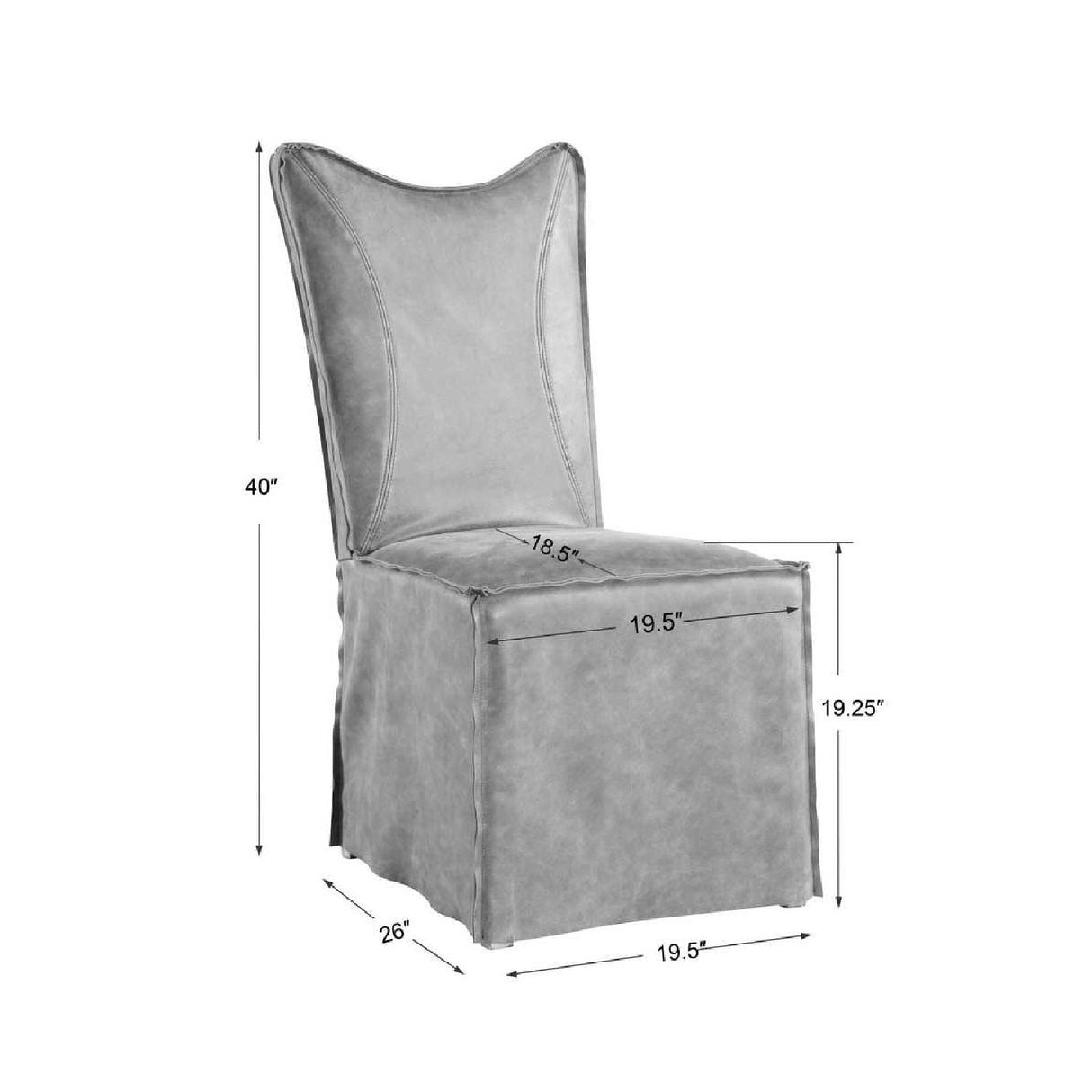 Modern European furniture - Brown Leather Slipcover Dining Chairs (2) - www.oroa.com