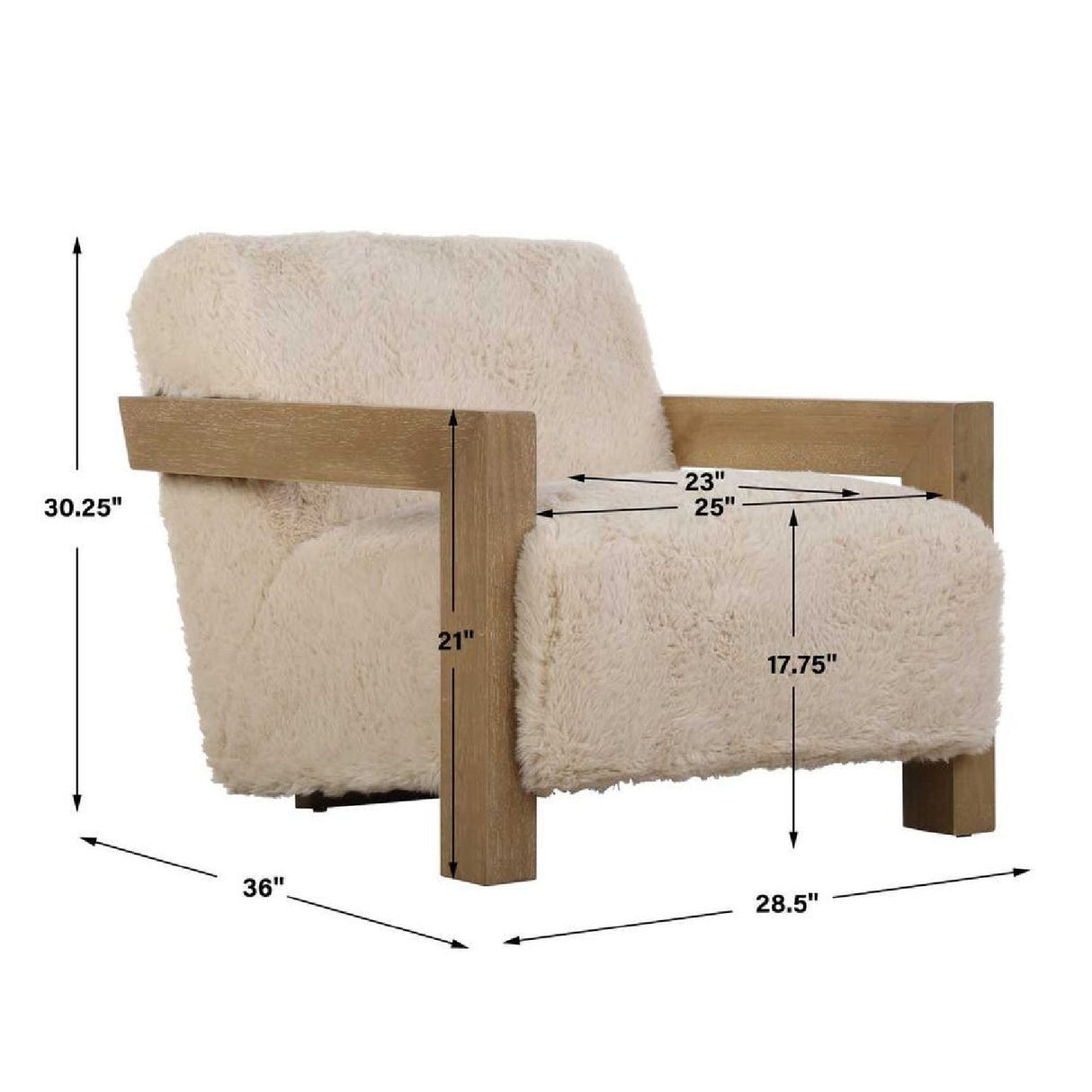 Cream Sheepskin Accent Chair by Uttermost Jackson, alternate view 6