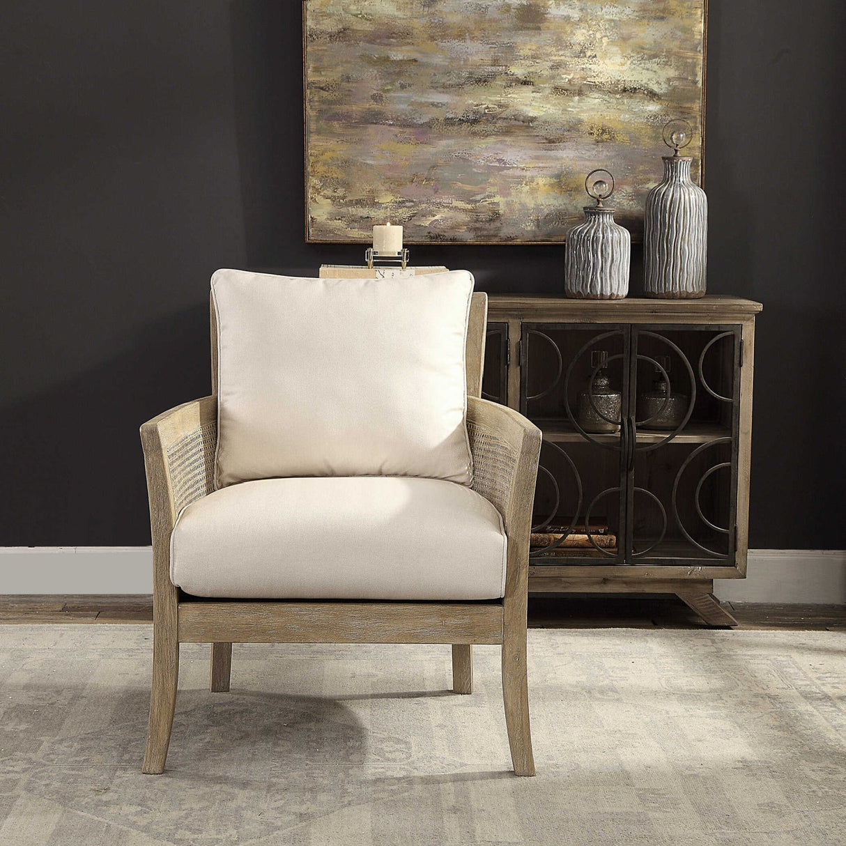 Caneword Padded Lounge Chair by Uttermost Encore, alternate view 2