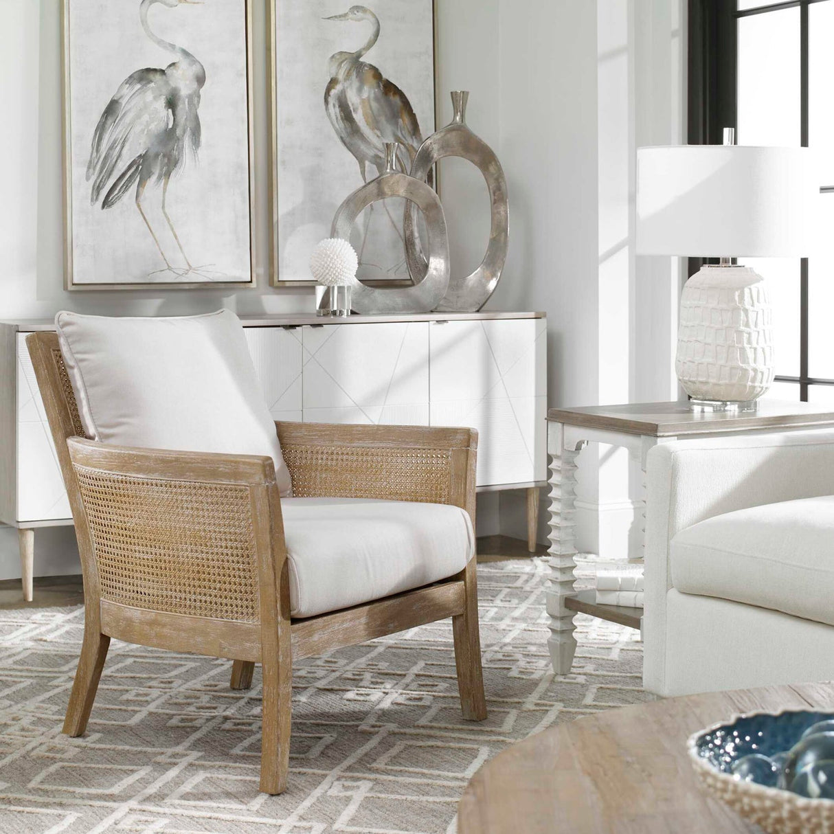 Caneword Padded Lounge Chair by Uttermost Encore, alternate view 8