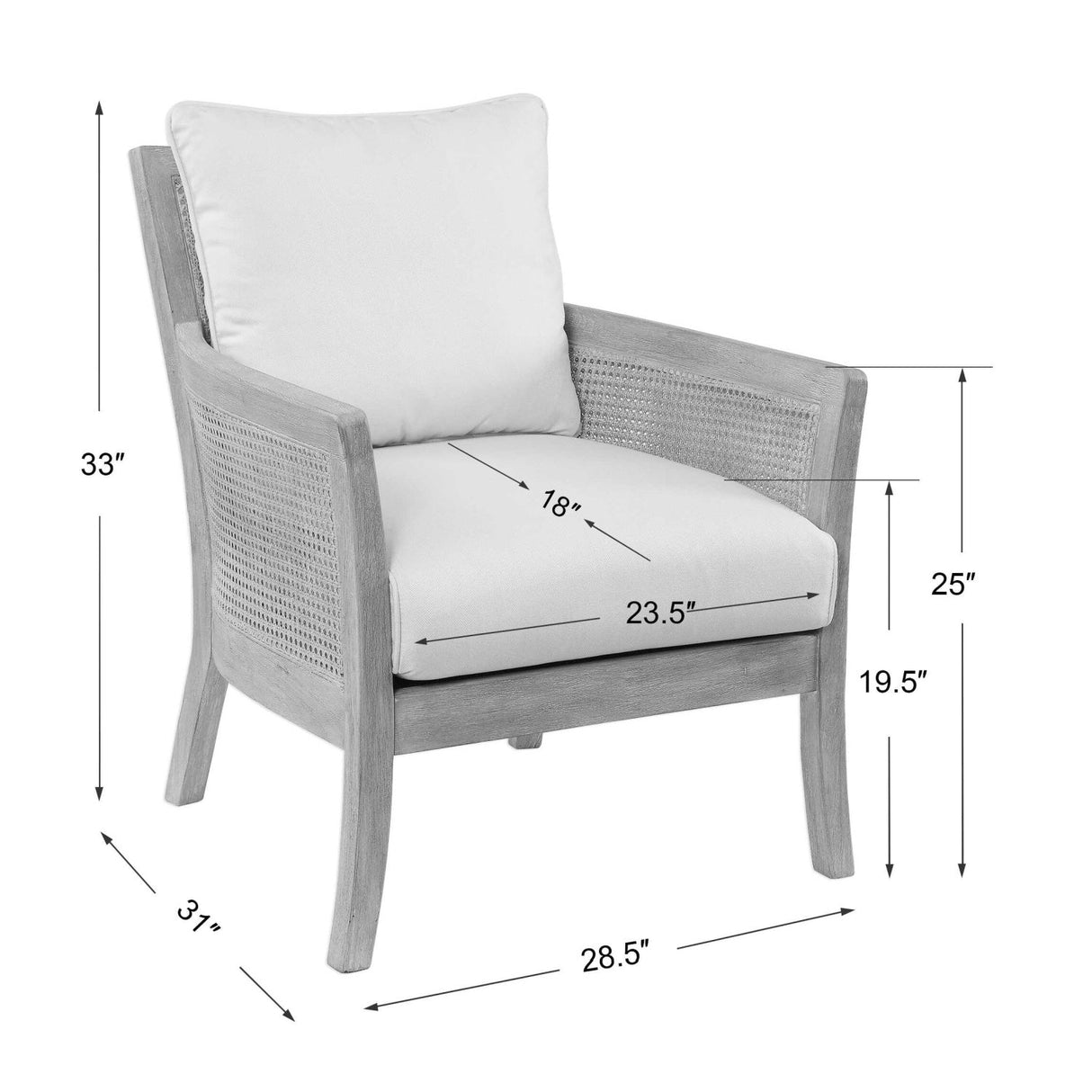 Caneword Padded Lounge Chair by Uttermost Encore, alternate view 9