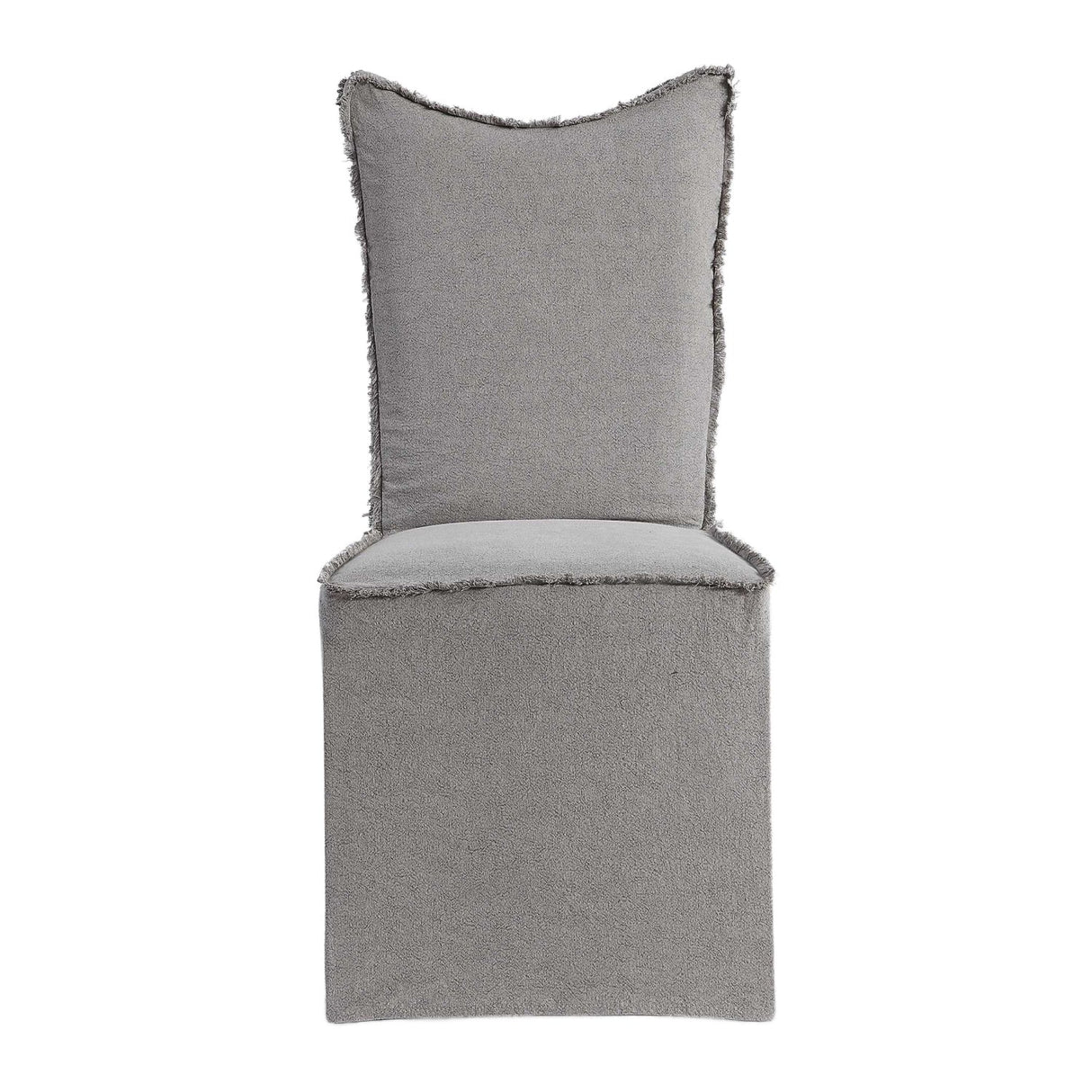 Gray Linen Fringed Dining Chairs (2) | Uttermost Narissa