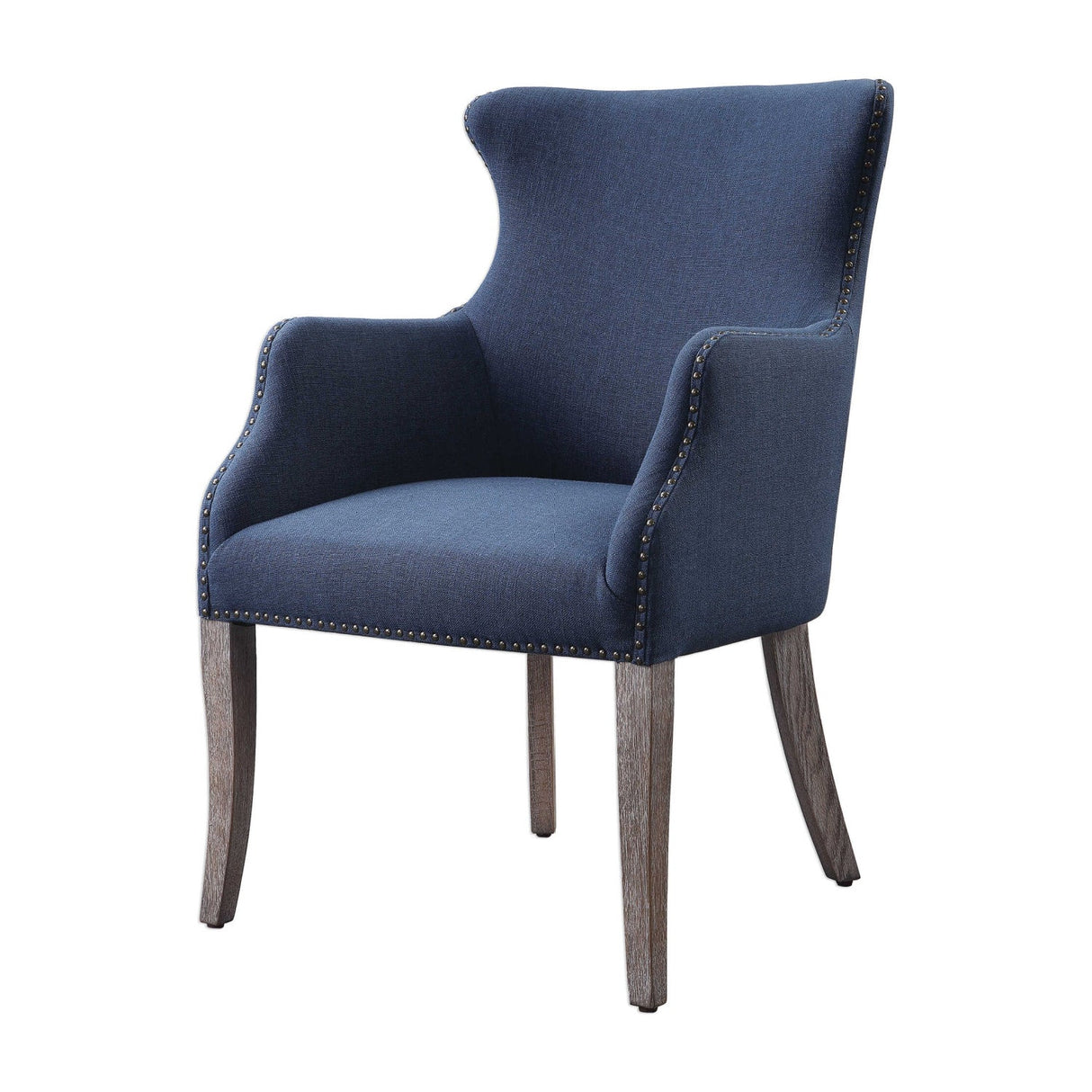 Modern European furniture - Blue Linen Wingback Chair - www.oroa.com