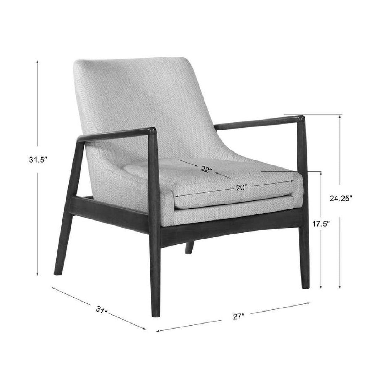 White Fabric Scandinavian Accent Chair by Uttermost Bev, alternate view 6
