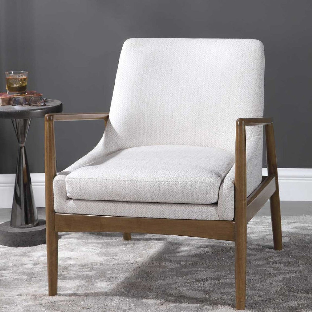 White Fabric Scandinavian Accent Chair by Uttermost Bev, alternate view 9