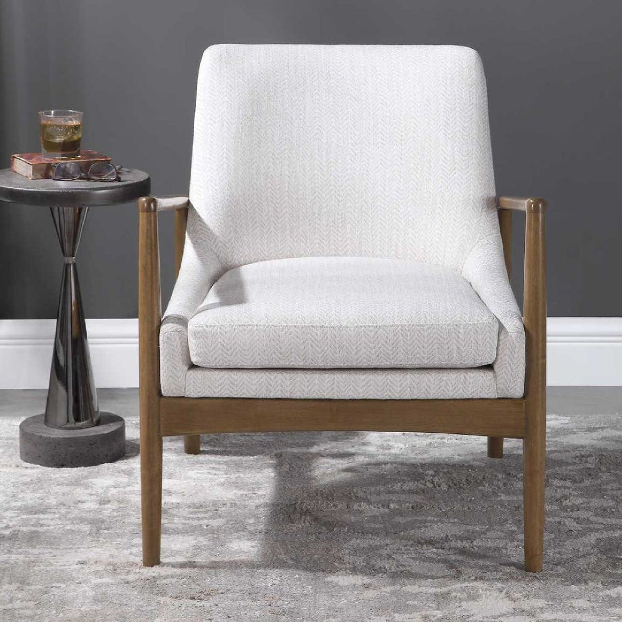 White Fabric Scandinavian Accent Chair by Uttermost Bev, alternate view 8
