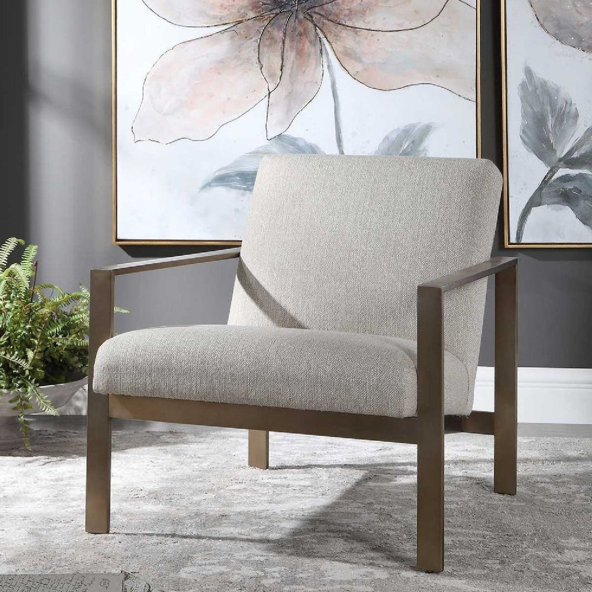 Beige Woven Fabric Accent Chair by Uttermost Wills, alternate view 9
