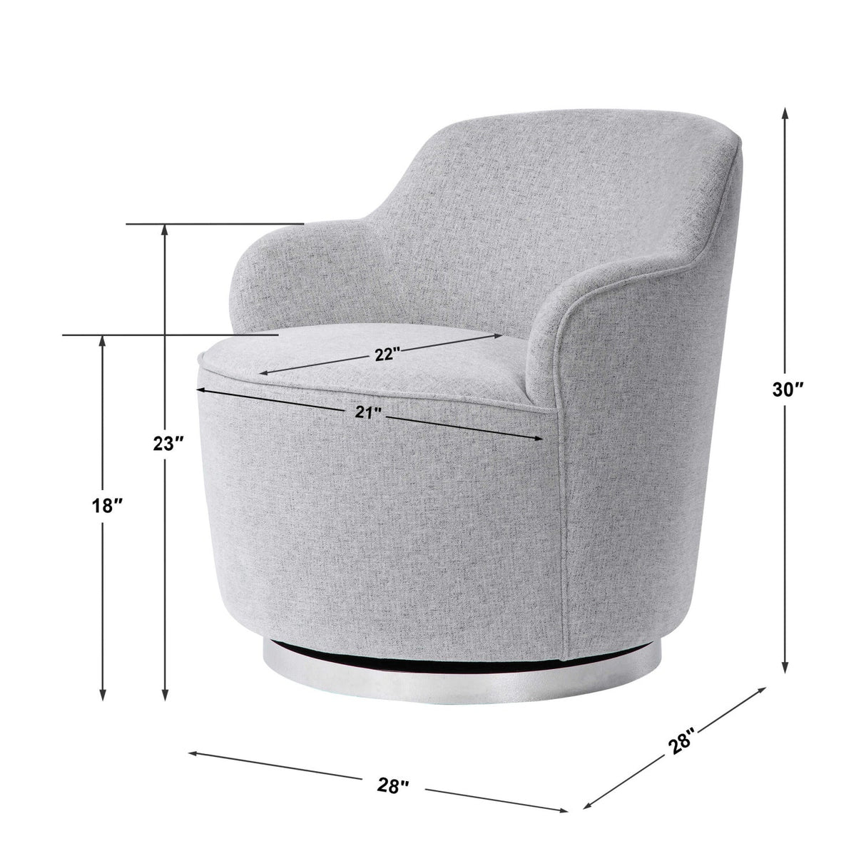 White Linen Blend Swivel Chair by Uttermost Hobart, alternate view 9