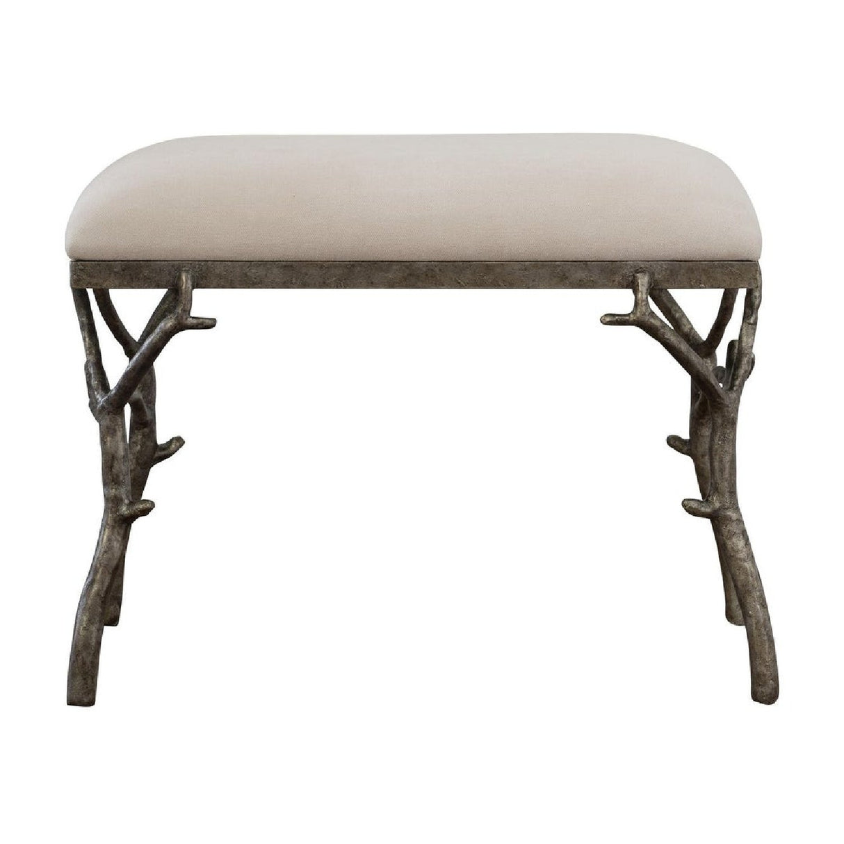 Silver Framed White Bench S by Uttermost Lismore