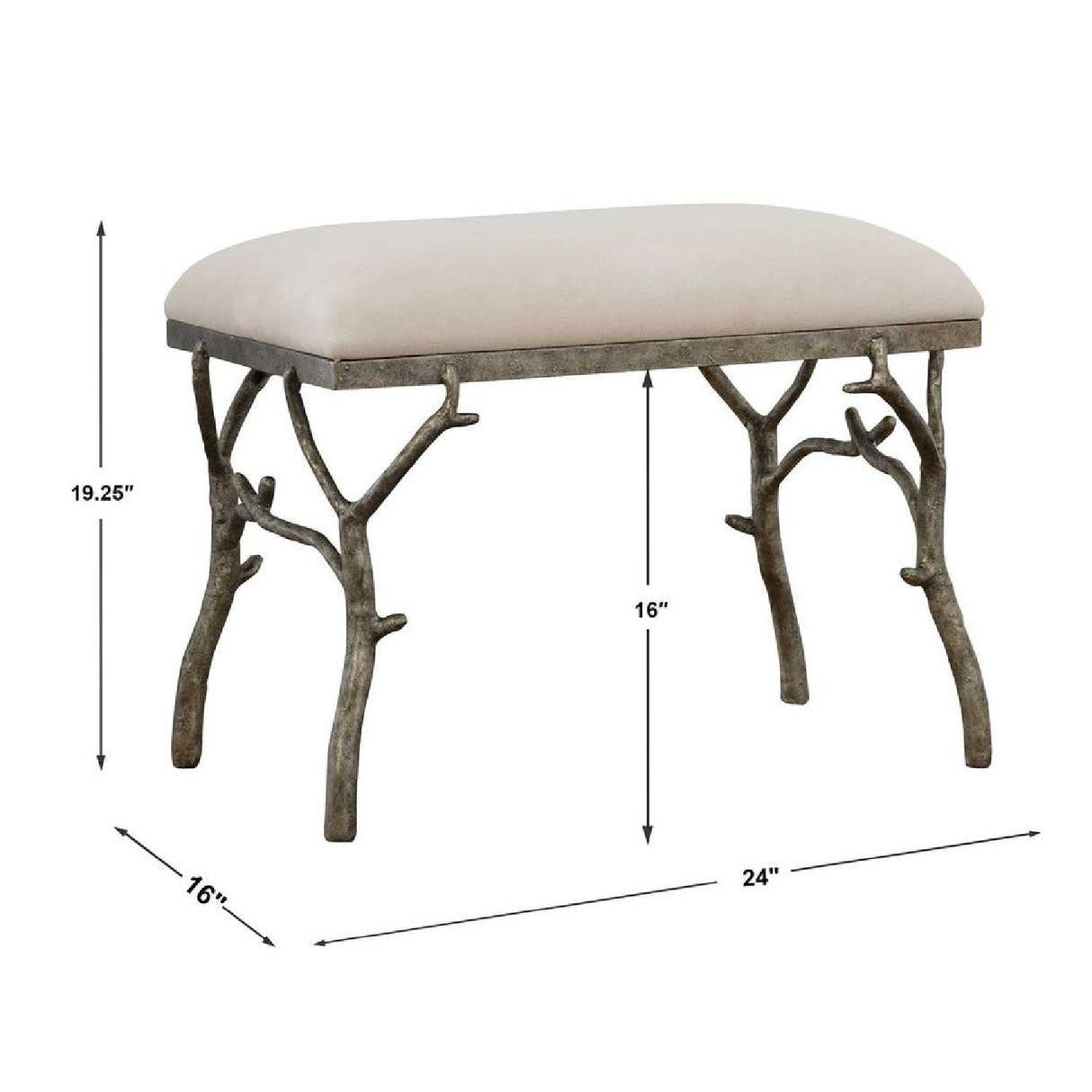 Silver Framed White Bench S by Uttermost Lismore, alternate view 5
