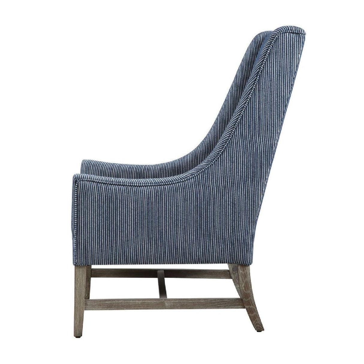 Blue Stripes High-Back Accent Chair by Uttermost Galiot, alternate view 4