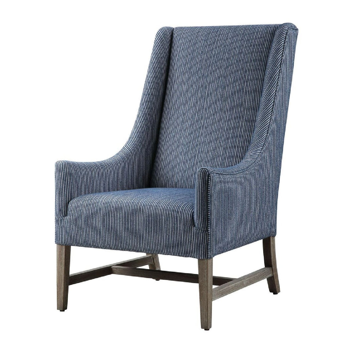Blue Stripes High-Back Accent Chair by Uttermost Galiot, alternate view 3