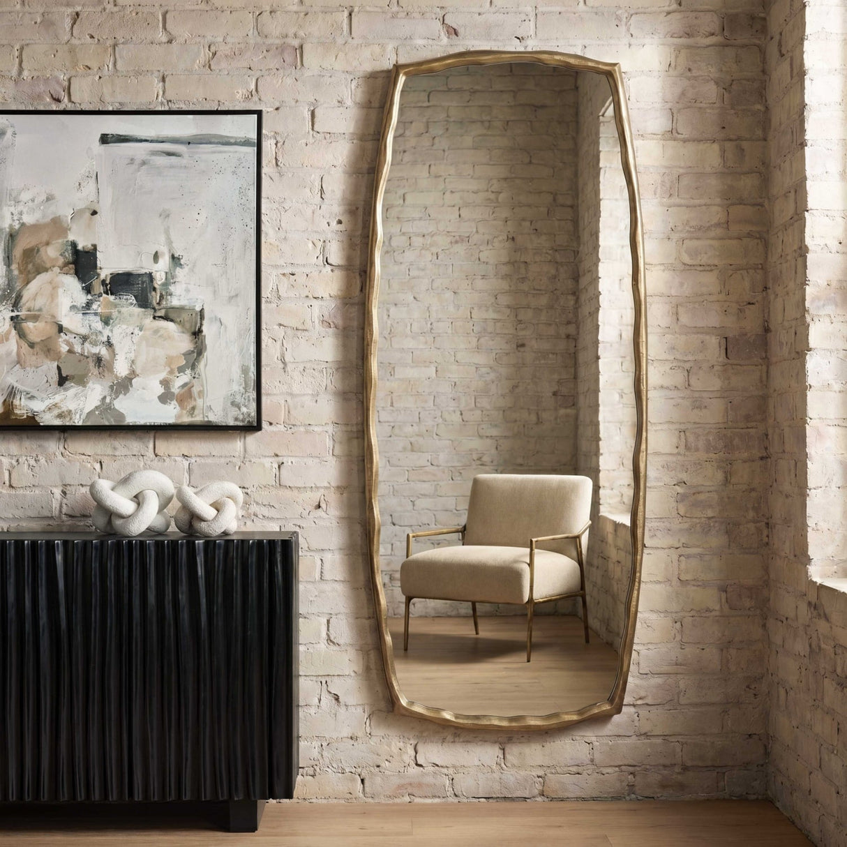 White Tufted Shearling Bench by Uttermost Olivier, alternate view 2