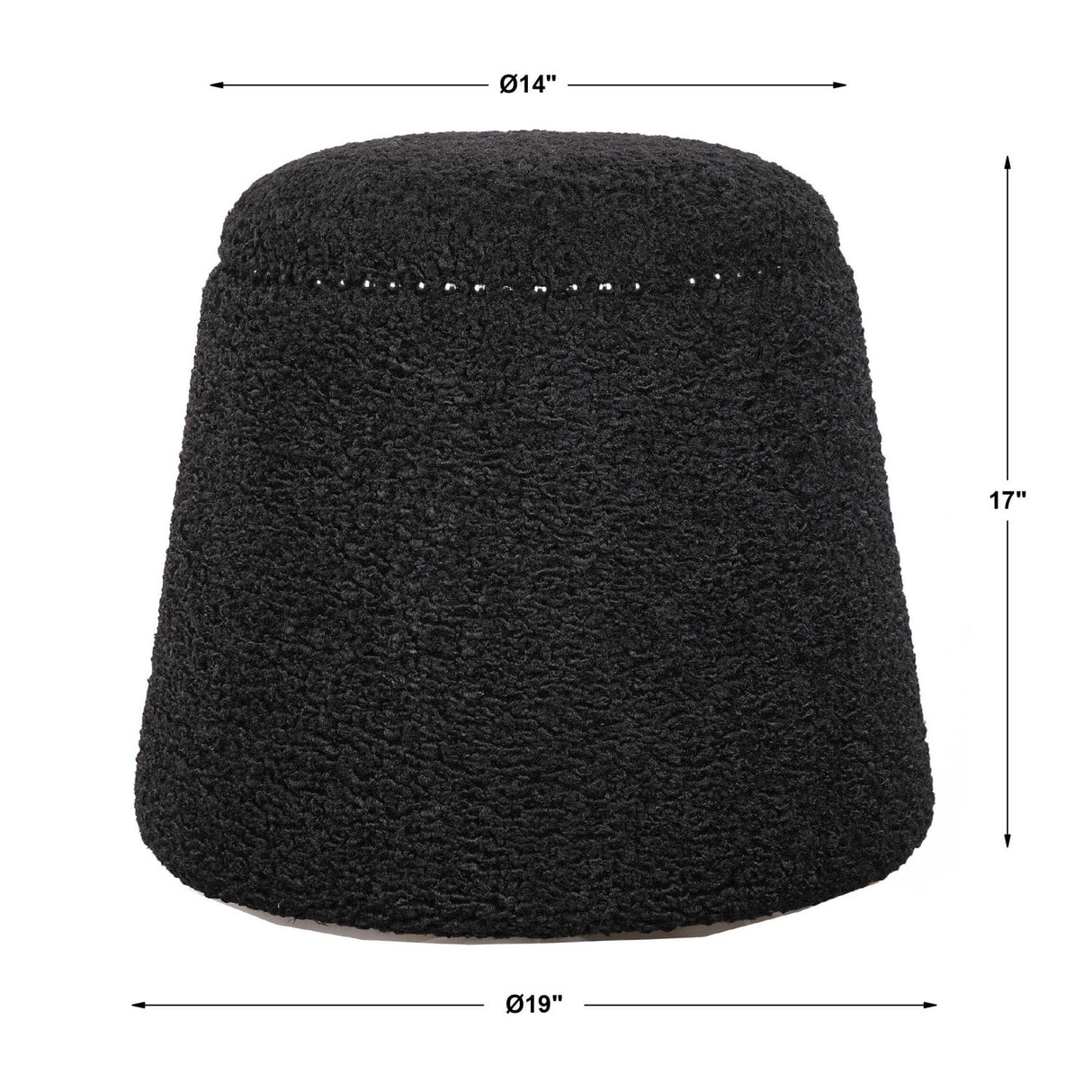 Black Shearling Ottoman by Uttermost Gumdrop, alternate view 5