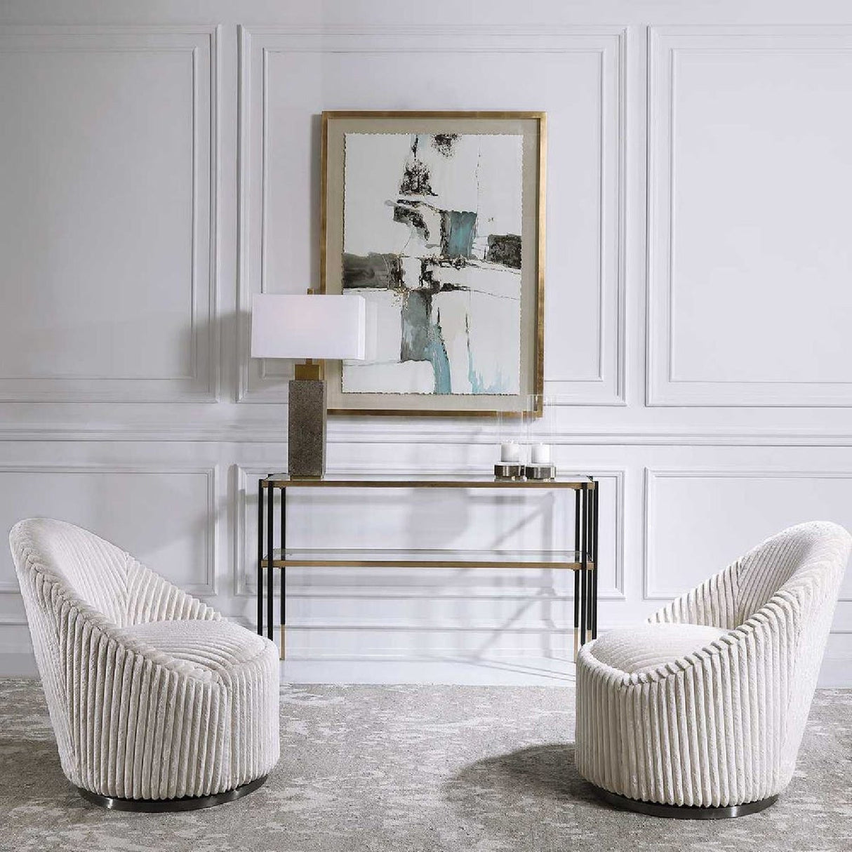Modern European furniture - Fluted Chenille Swivel Chair - www.oroa.com