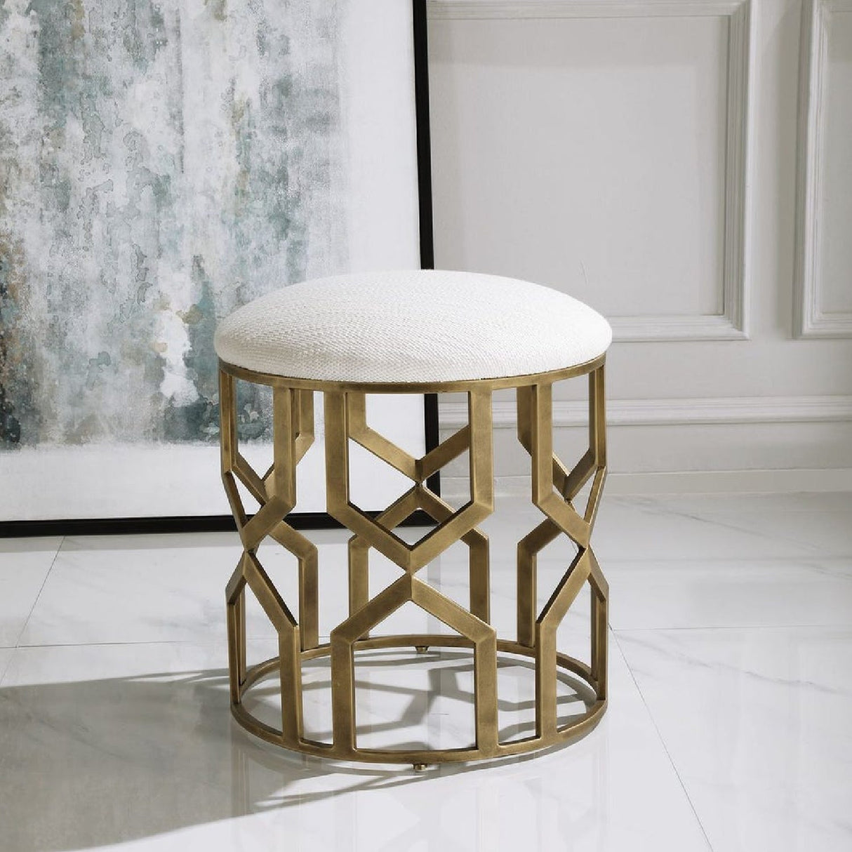 Gold Openwork Accent Stool by Uttermost Trellis, alternate view 6