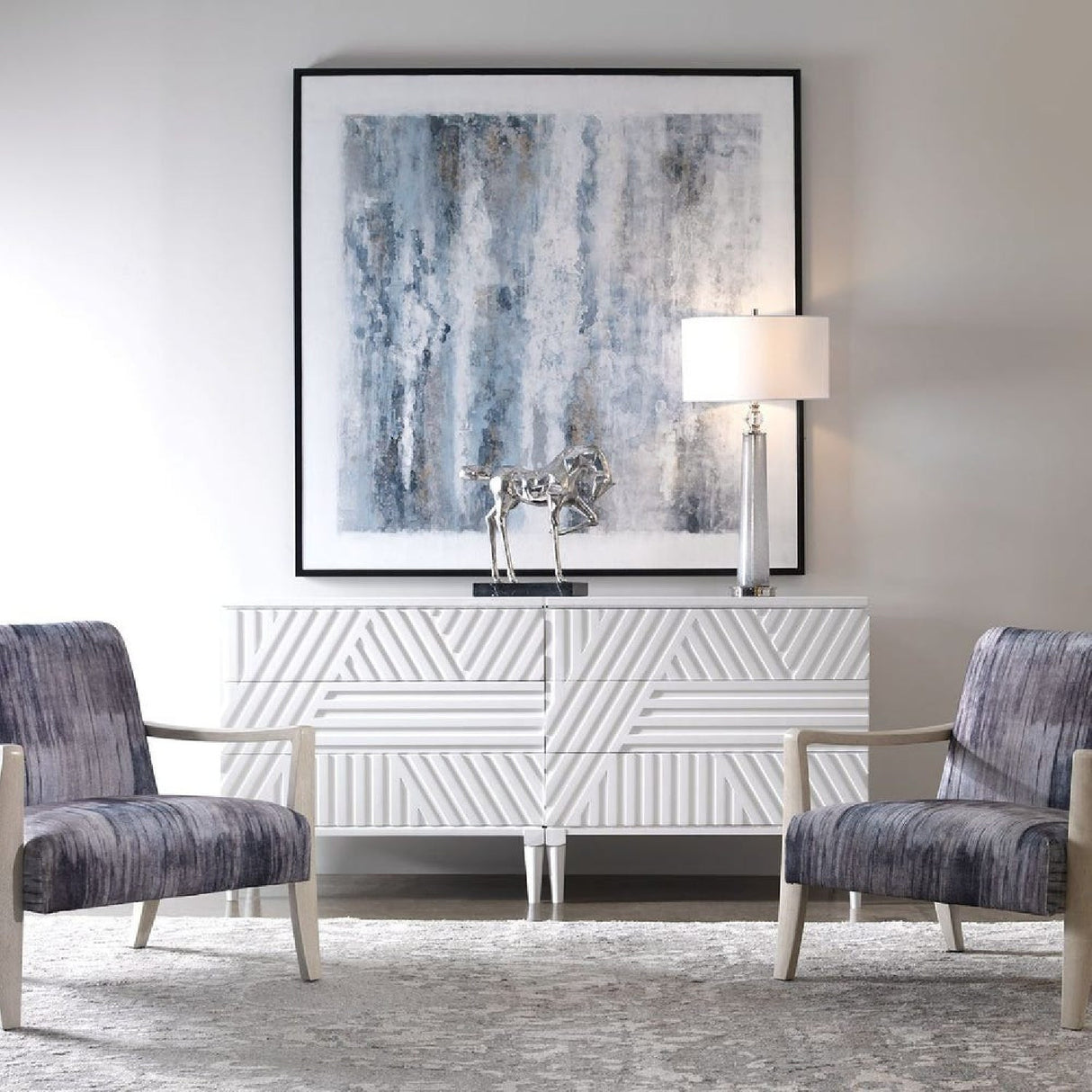 Abstract Print Chenille Accent Chair by Uttermost Watercolor, alternate view 7
