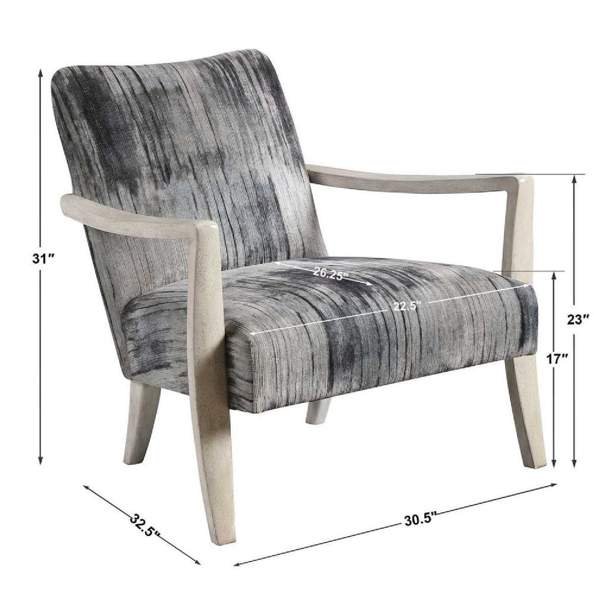 Abstract Print Chenille Accent Chair by Uttermost Watercolor, alternate view 6