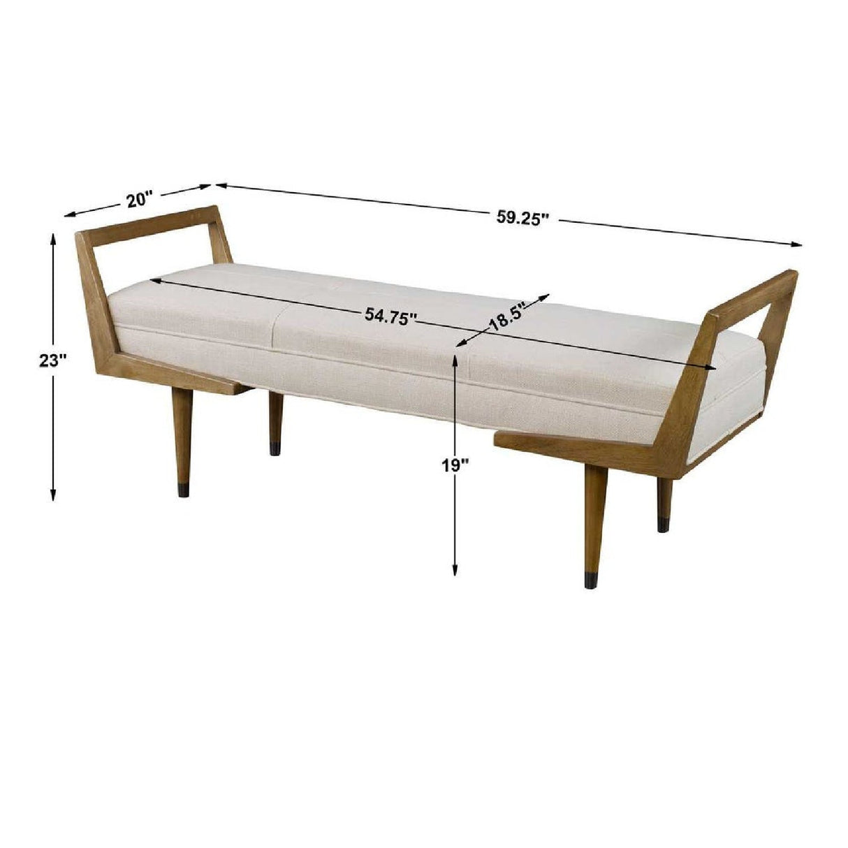 Tufted Beige Fabric Bench by Uttermost Waylon, alternate view 4