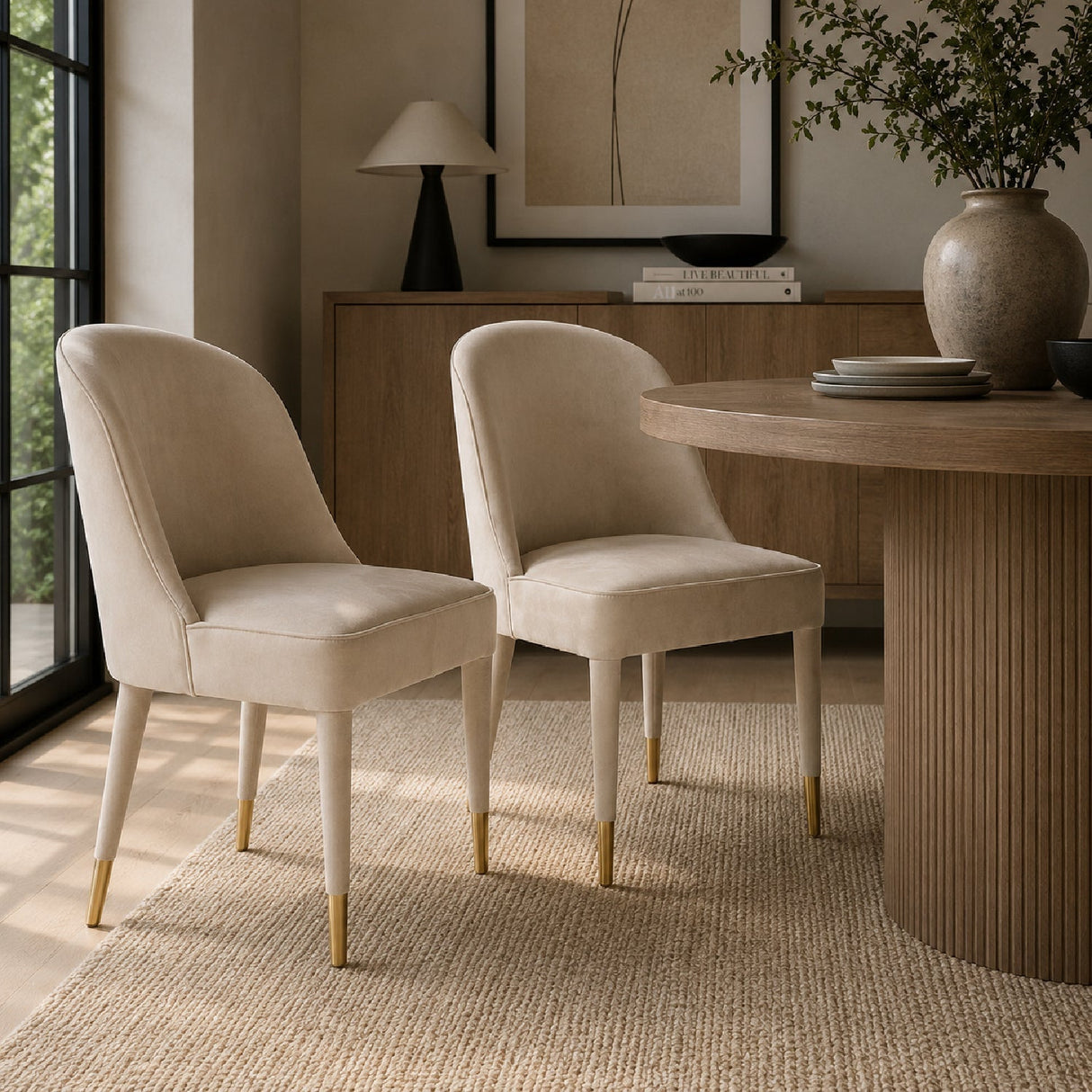 Welted Trim Modern Dining Chairs (2) by Uttermost Brie, alternate view 2