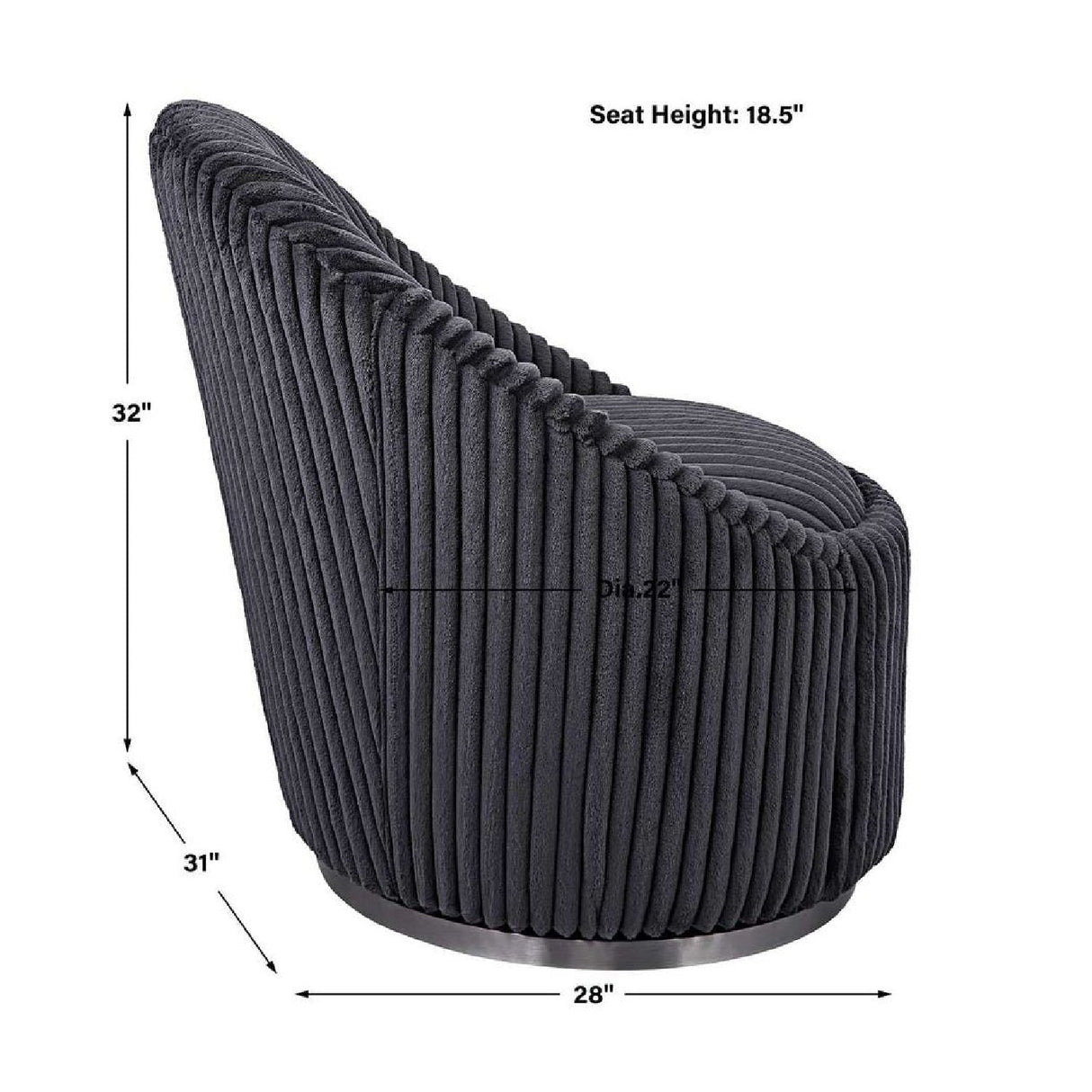 Modern European furniture - Fluted Chenille Swivel Chair - www.oroa.com