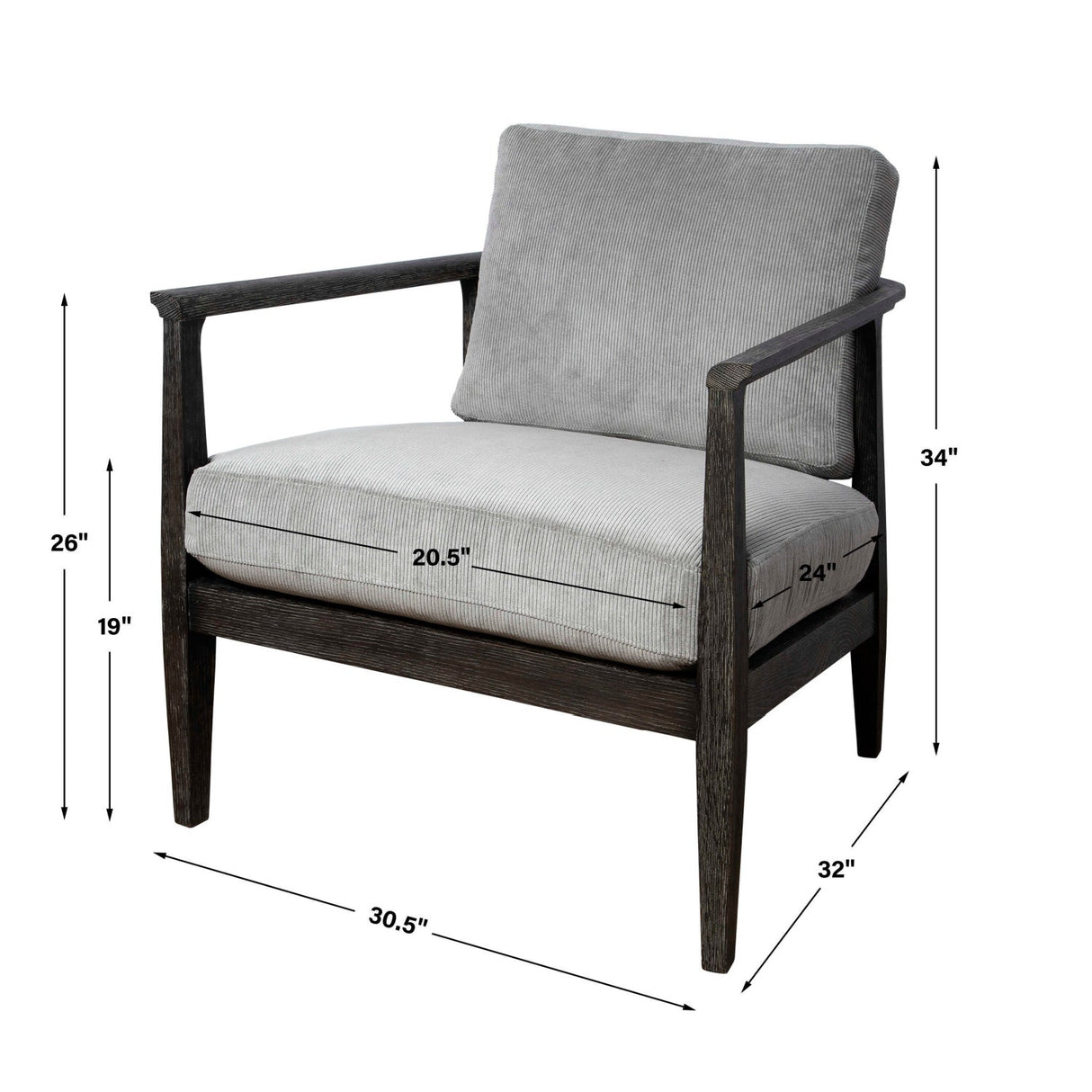 Gray Oak Cushioned Lounge Chair by Uttermost Brunei, alternate view 9