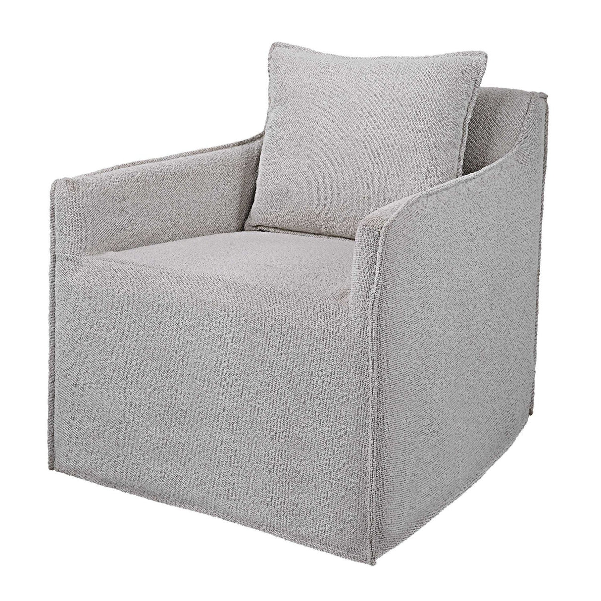 Gray Boucle Slipcover Swivel Chair by Uttermost Welland, alternate view 3