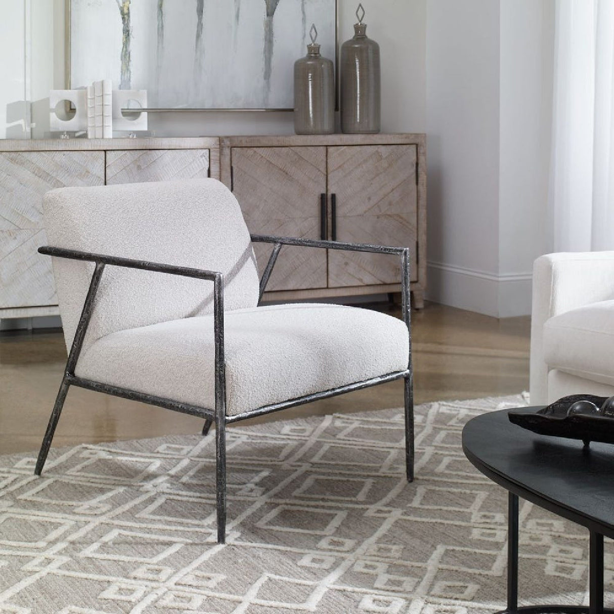 Iron Framed Boucle Lounge Chair by Uttermost Brisbane, alternate view 2