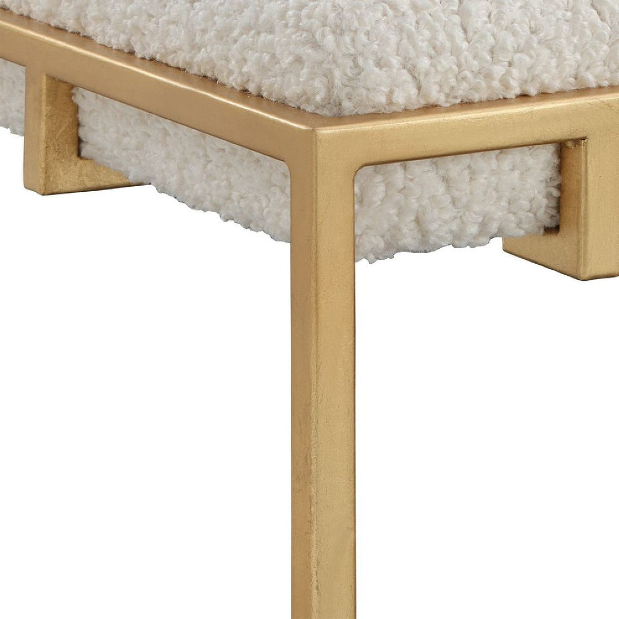 Gold Framed Shearling Bench by Uttermost Paradox, alternate view 6