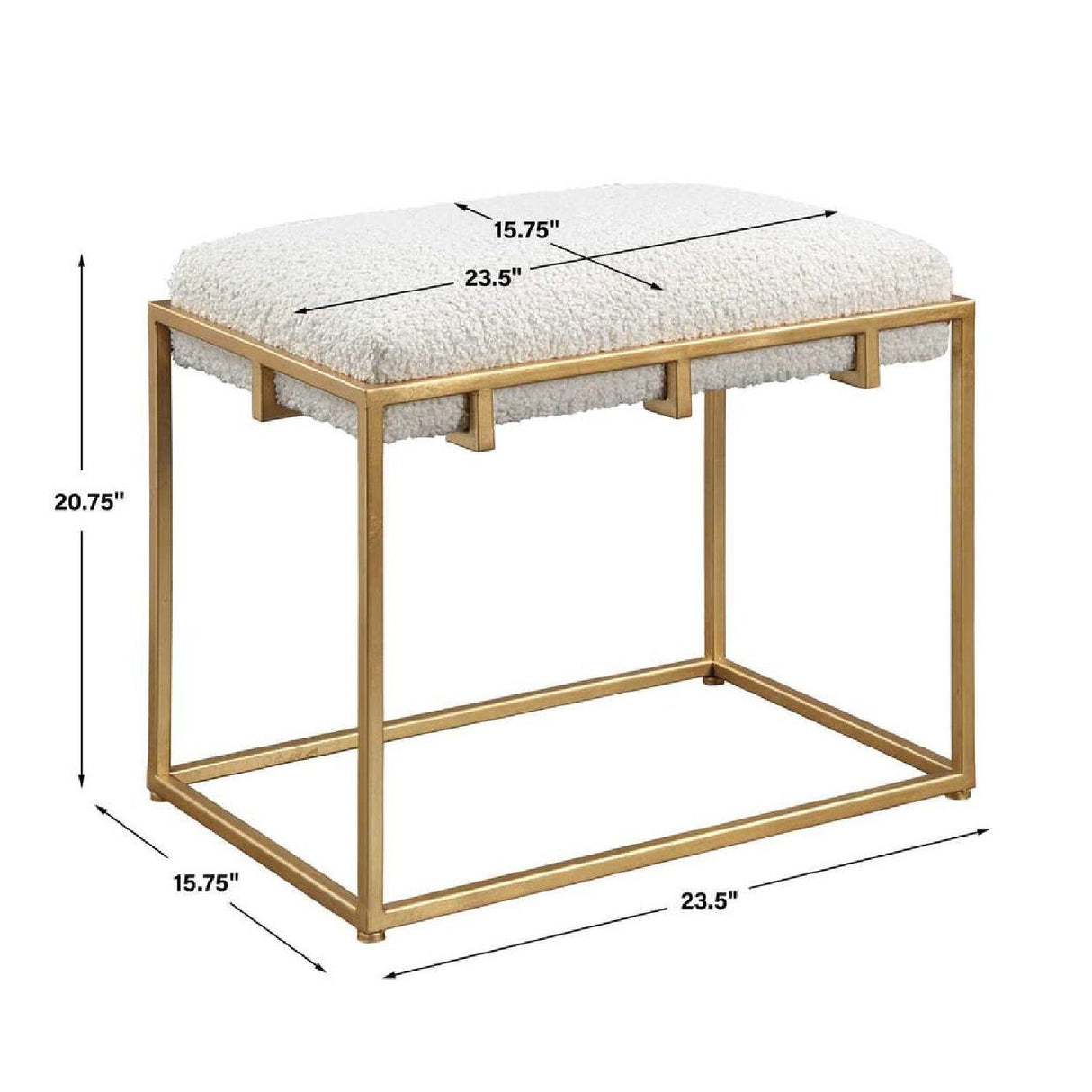 Gold Framed Shearling Bench by Uttermost Paradox, alternate view 5