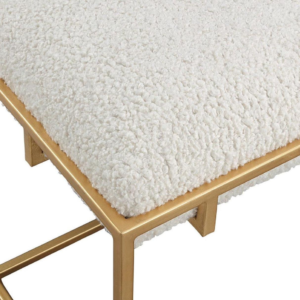 Gold Framed Shearling Bench by Uttermost Paradox, alternate view 7