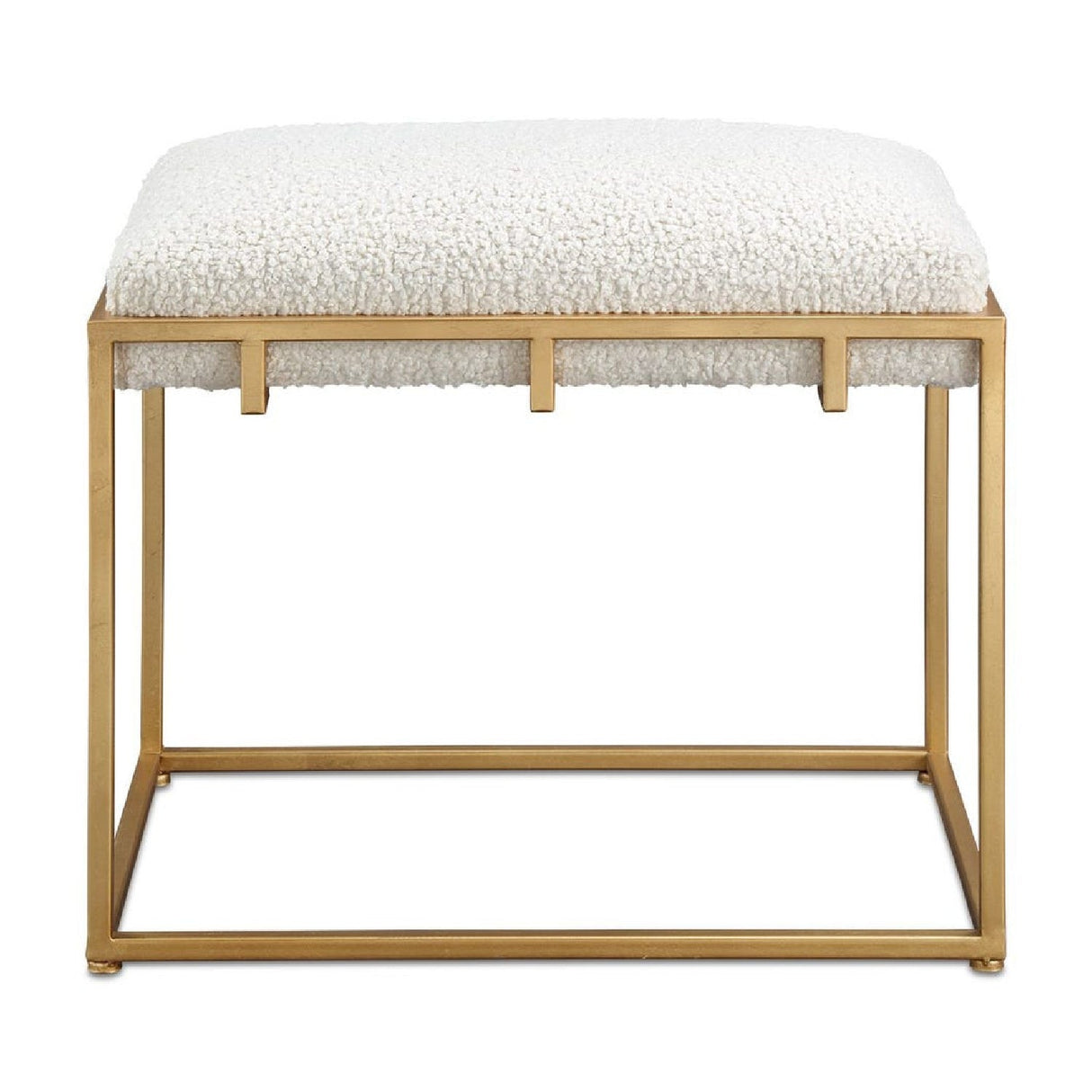 Gold Framed Shearling Bench by Uttermost Paradox