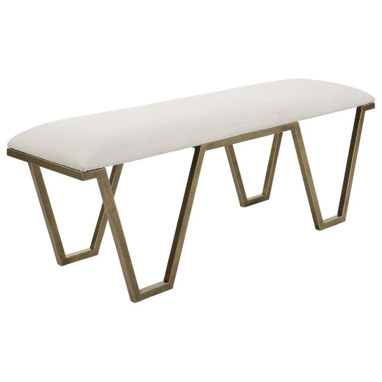 White Textured Fabric Bench by Uttermost Farrah
