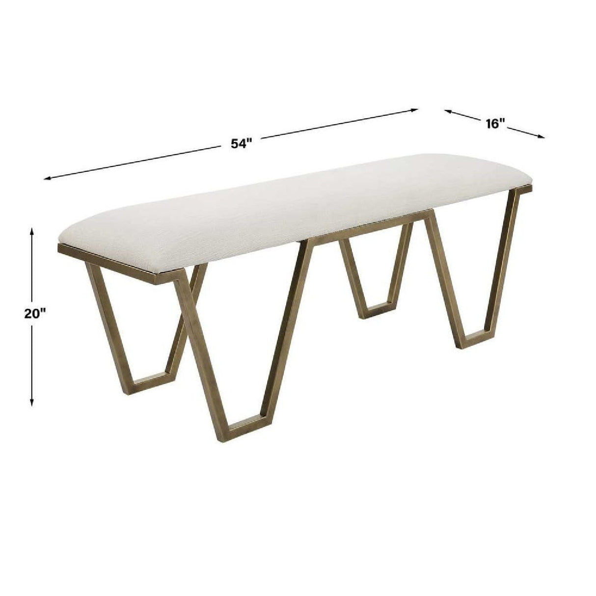 White Textured Fabric Bench by Uttermost Farrah, alternate view 6