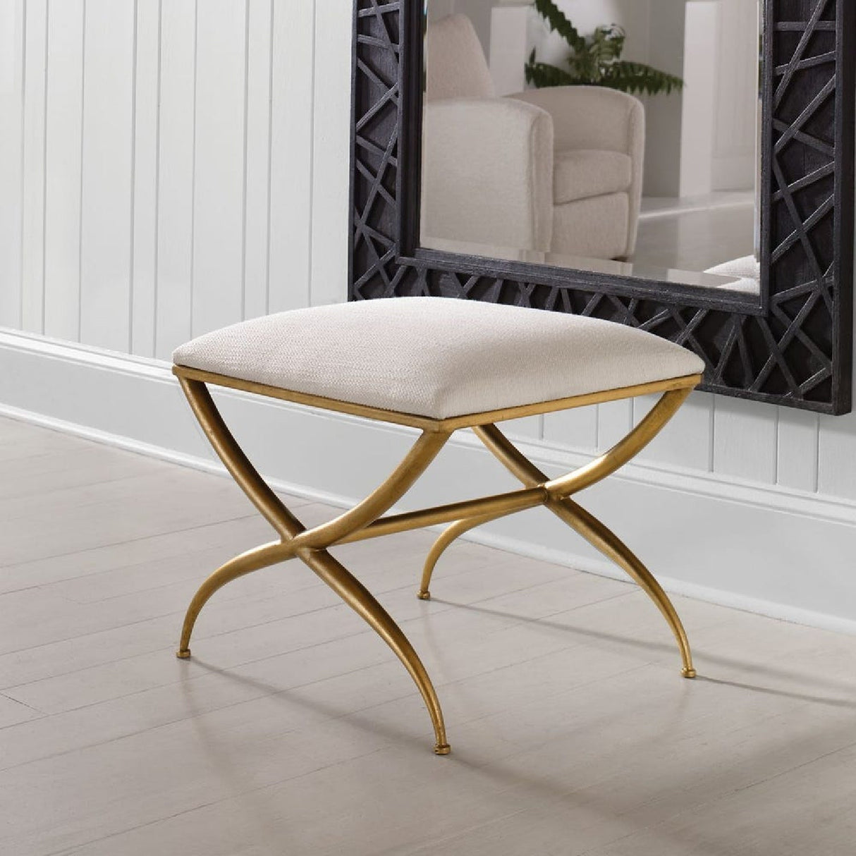 Modern European furniture - Curved Gold Frame Bench S - www.oroa.com