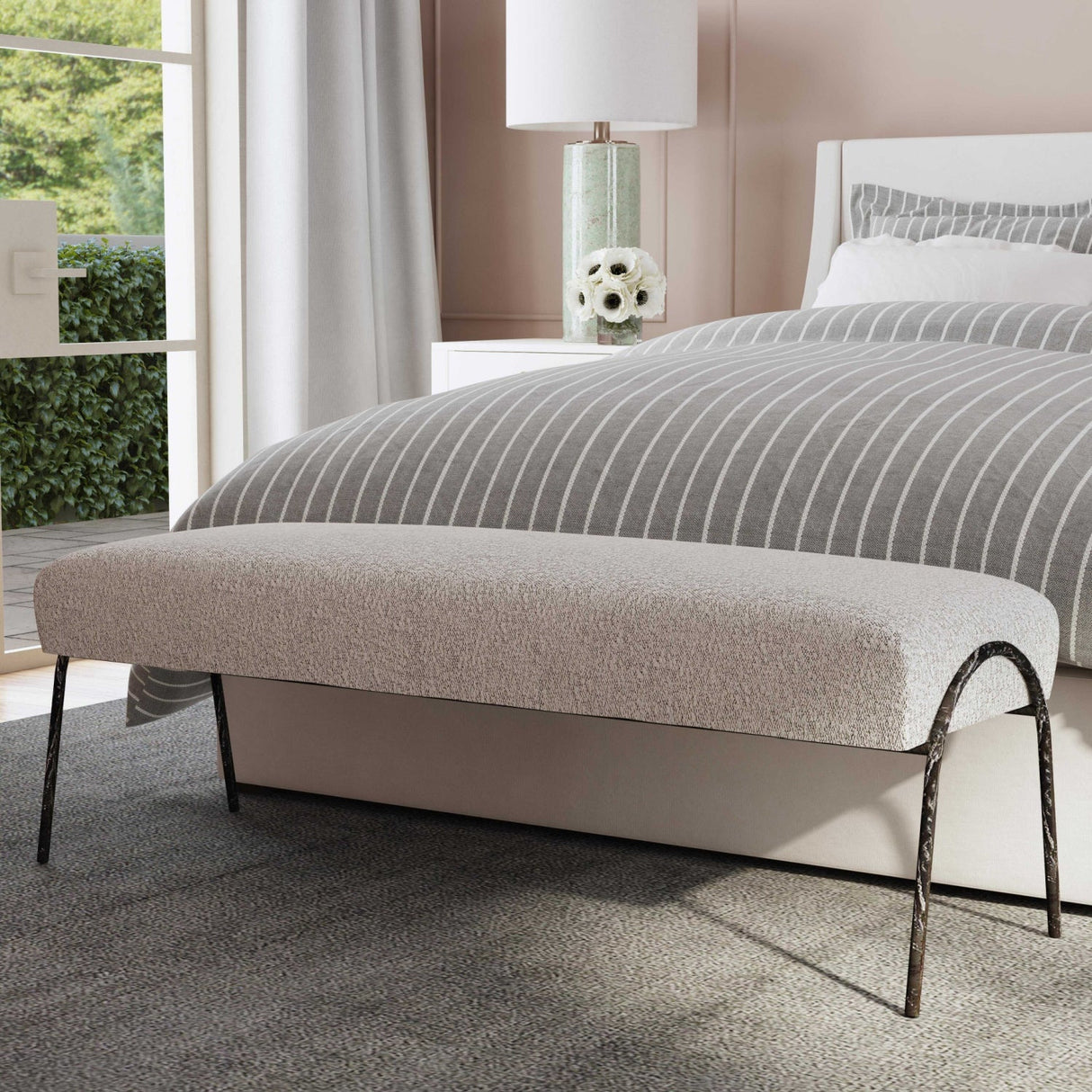 Boucle Scandinavian Bench by Uttermost Jacobsen, alternate view 2