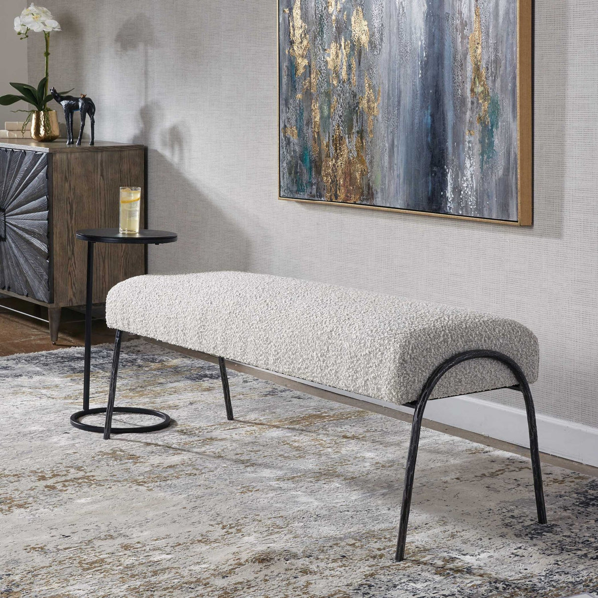 Boucle Scandinavian Bench by Uttermost Jacobsen, alternate view 7
