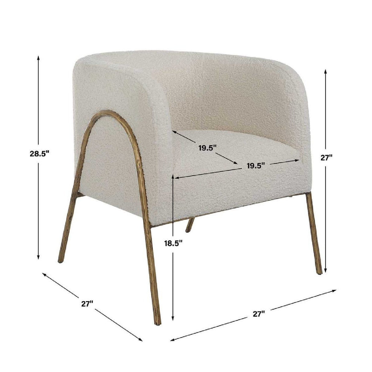 White Shearling Accent Chair by Uttermost Jacobsen, alternate view 7