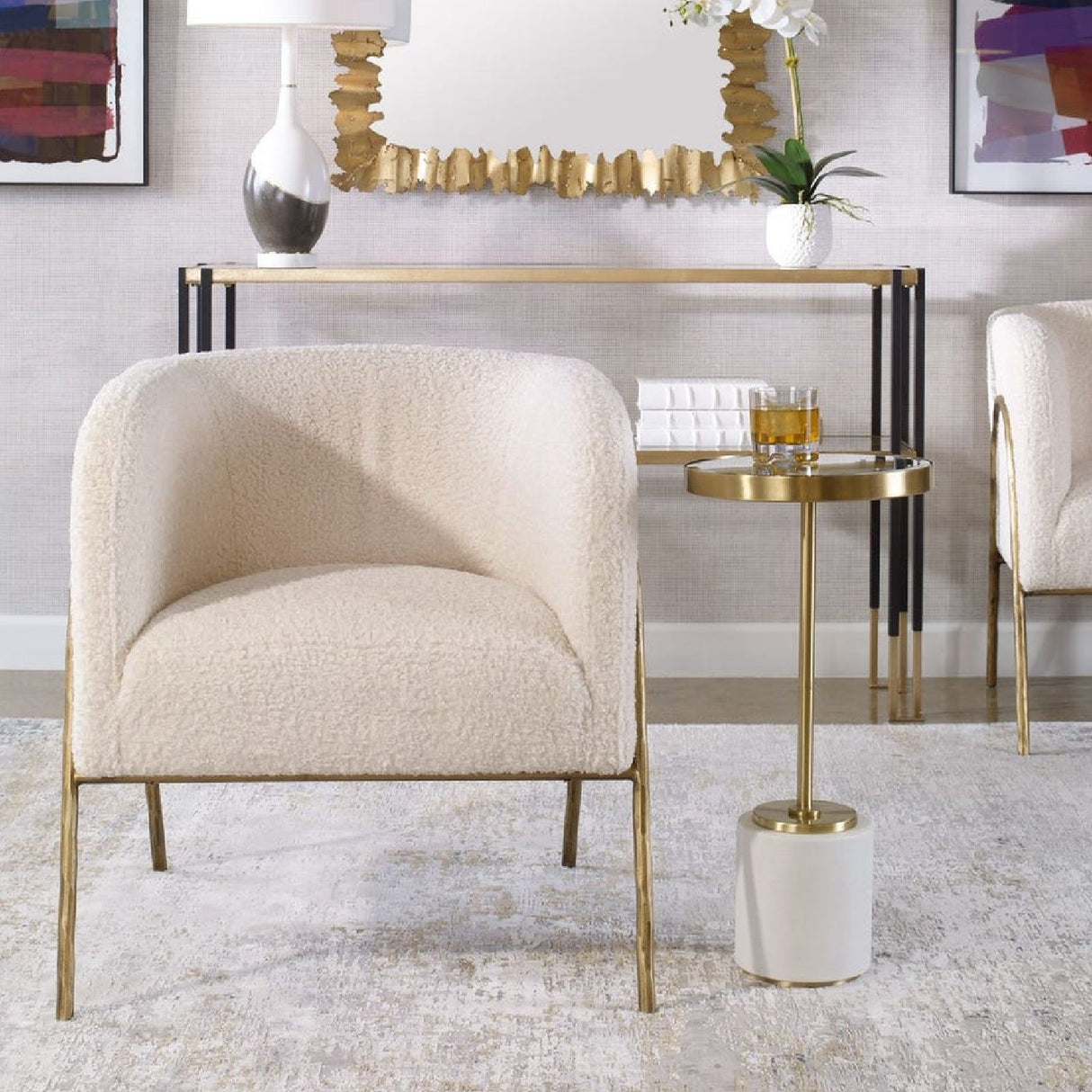 White Shearling Accent Chair by Uttermost Jacobsen, alternate view 8