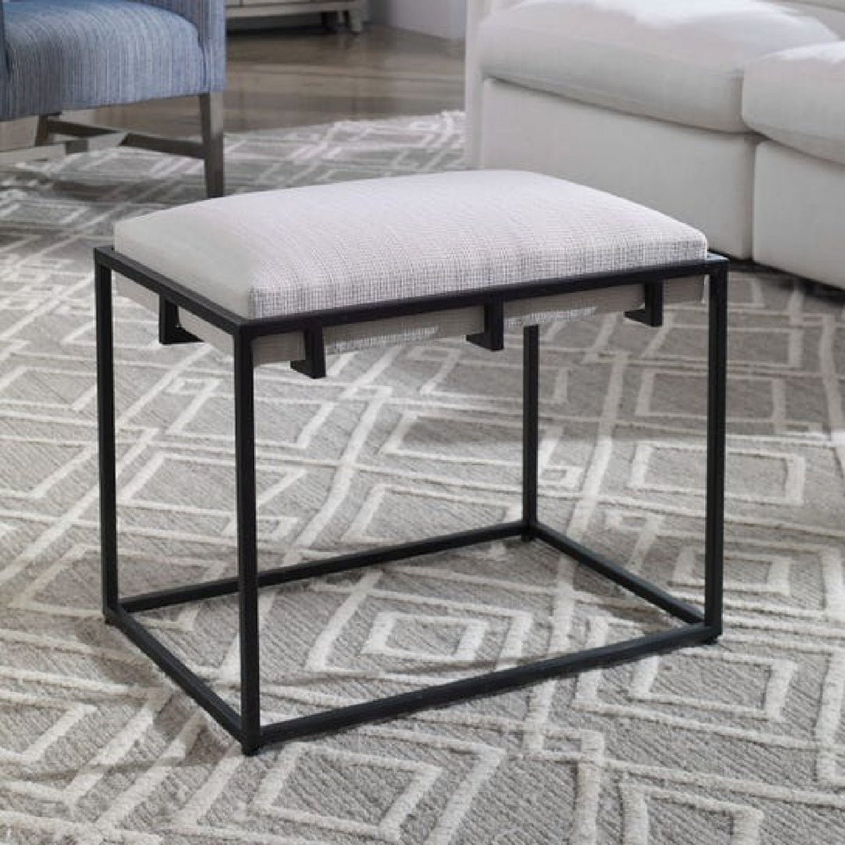 White Fabric Seat Counter Stool by Uttermost Paradox, alternate view 7