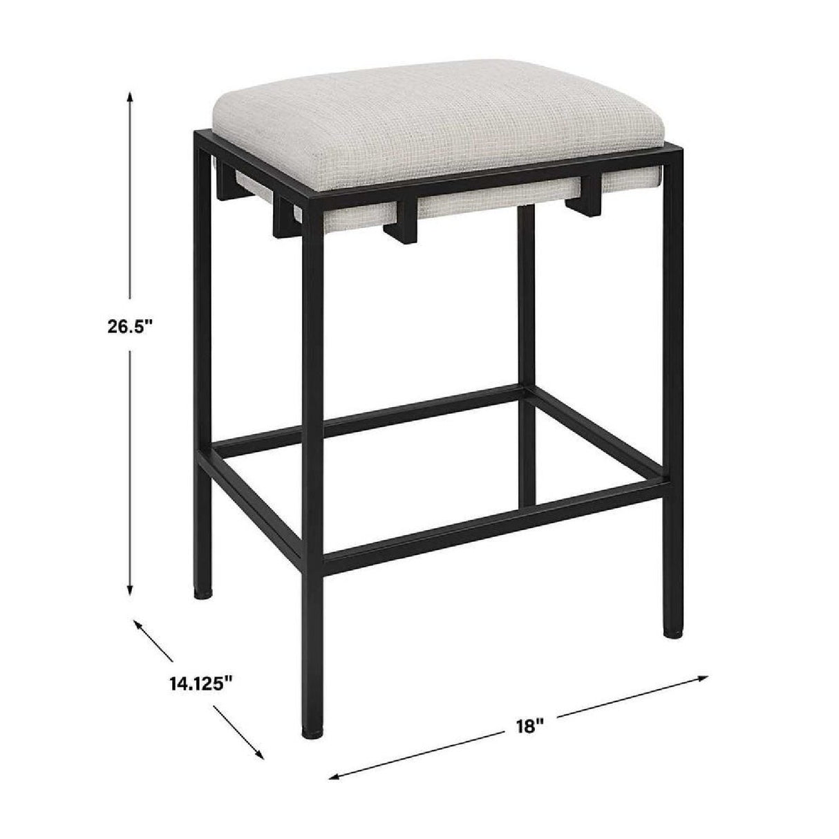 White Fabric Seat Counter Stool by Uttermost Paradox, alternate view 6