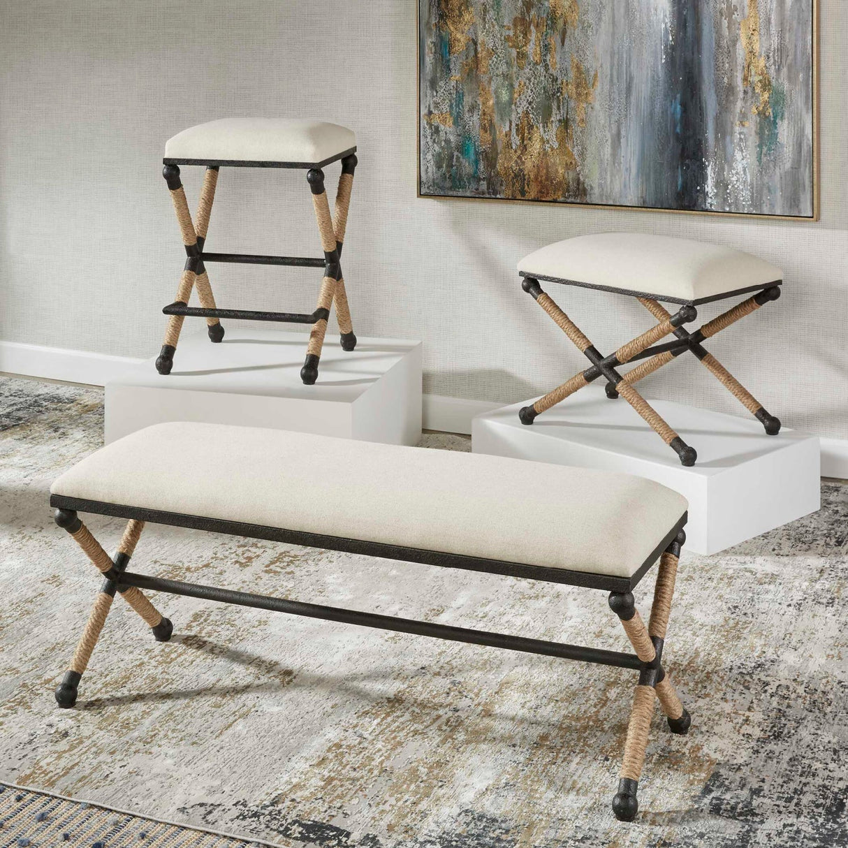 Cream Cotton Counter Stool by Uttermost Firth, alternate view 8
