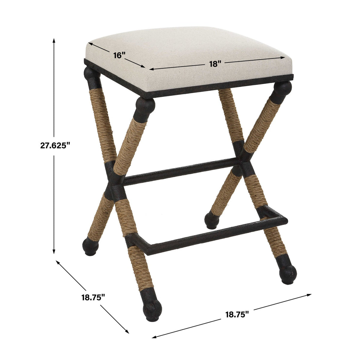Cream Cotton Counter Stool by Uttermost Firth, alternate view 9