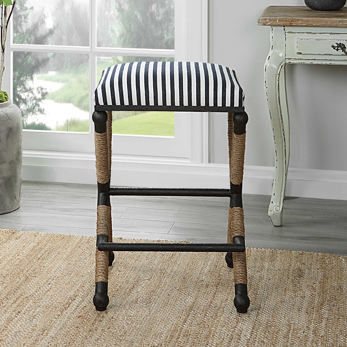 Sailor Striped Counter Stool by Uttermost Braddock, alternate view 7