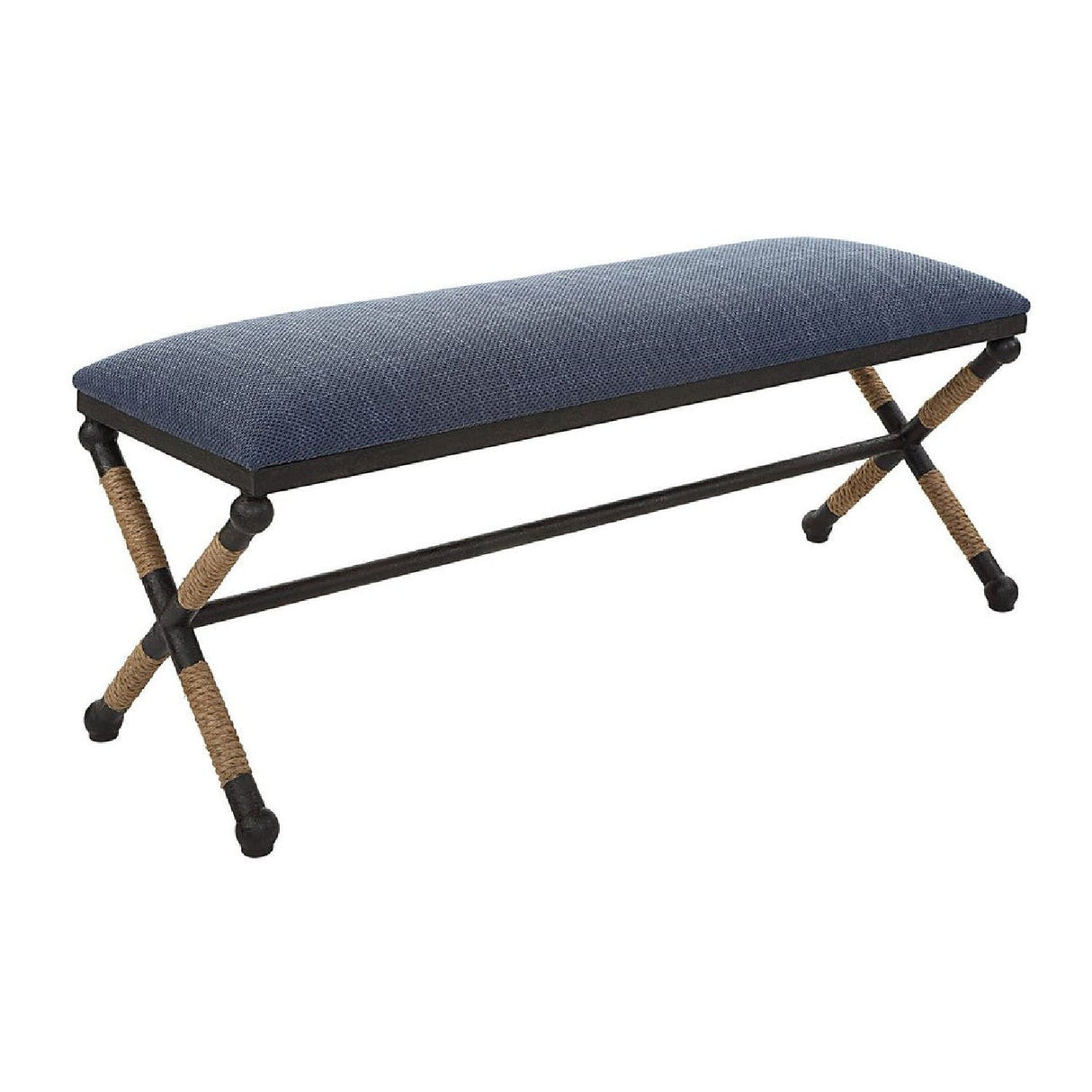 Blue Cotton Blend Bench by Uttermost Firth, alternate view 3