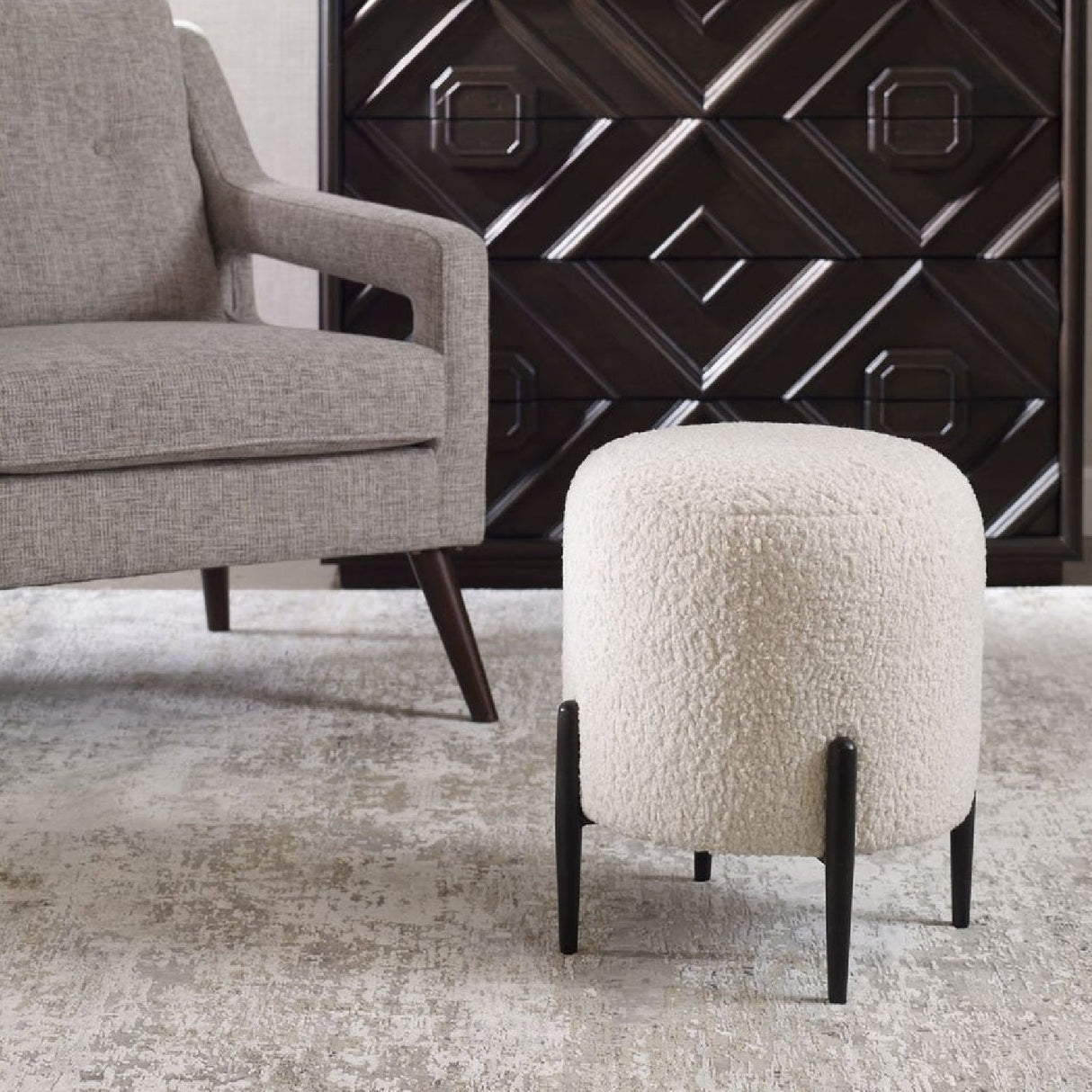 Modern European furniture - White Shearling Ottoman - www.oroa.com