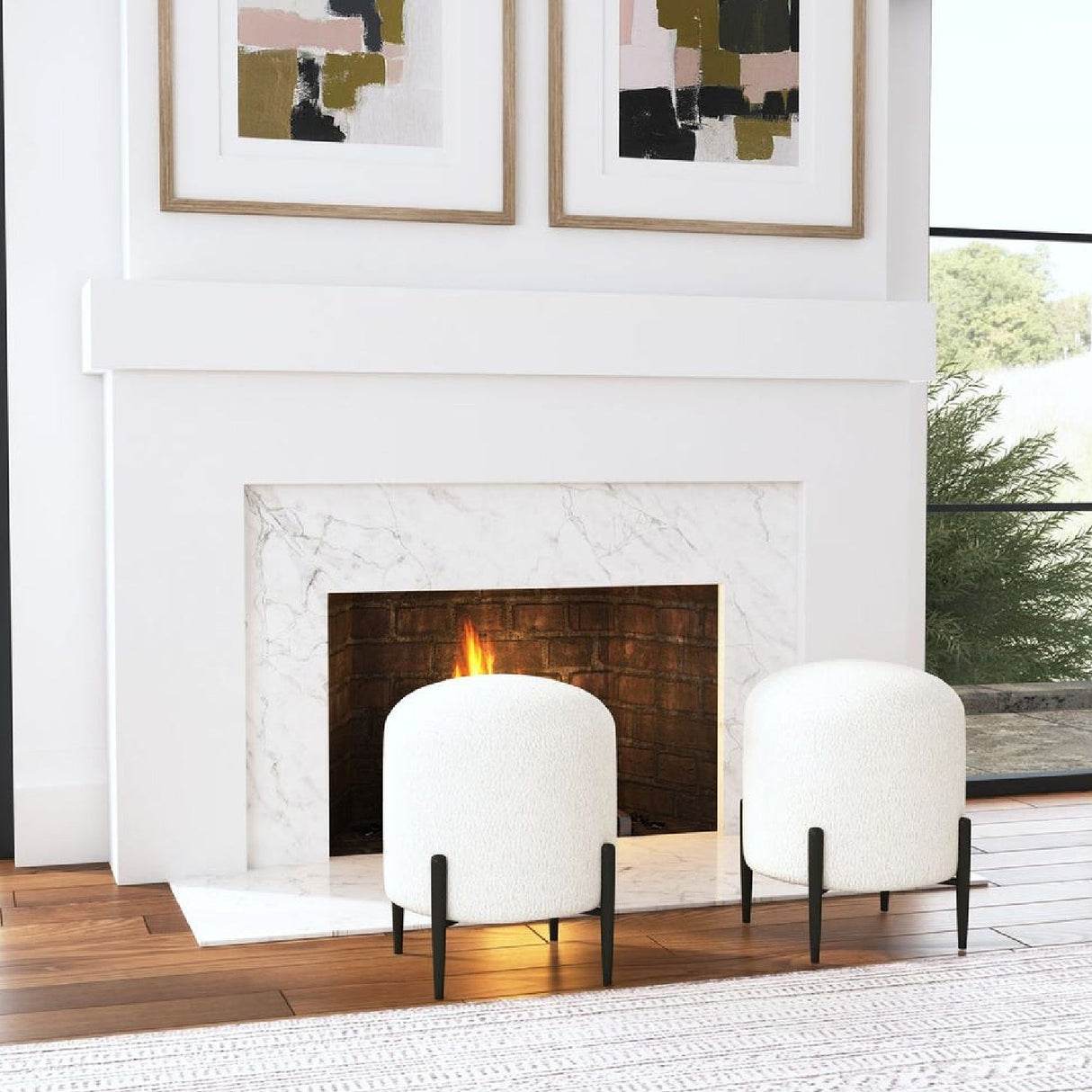 Modern European furniture - White Shearling Ottoman - www.oroa.com